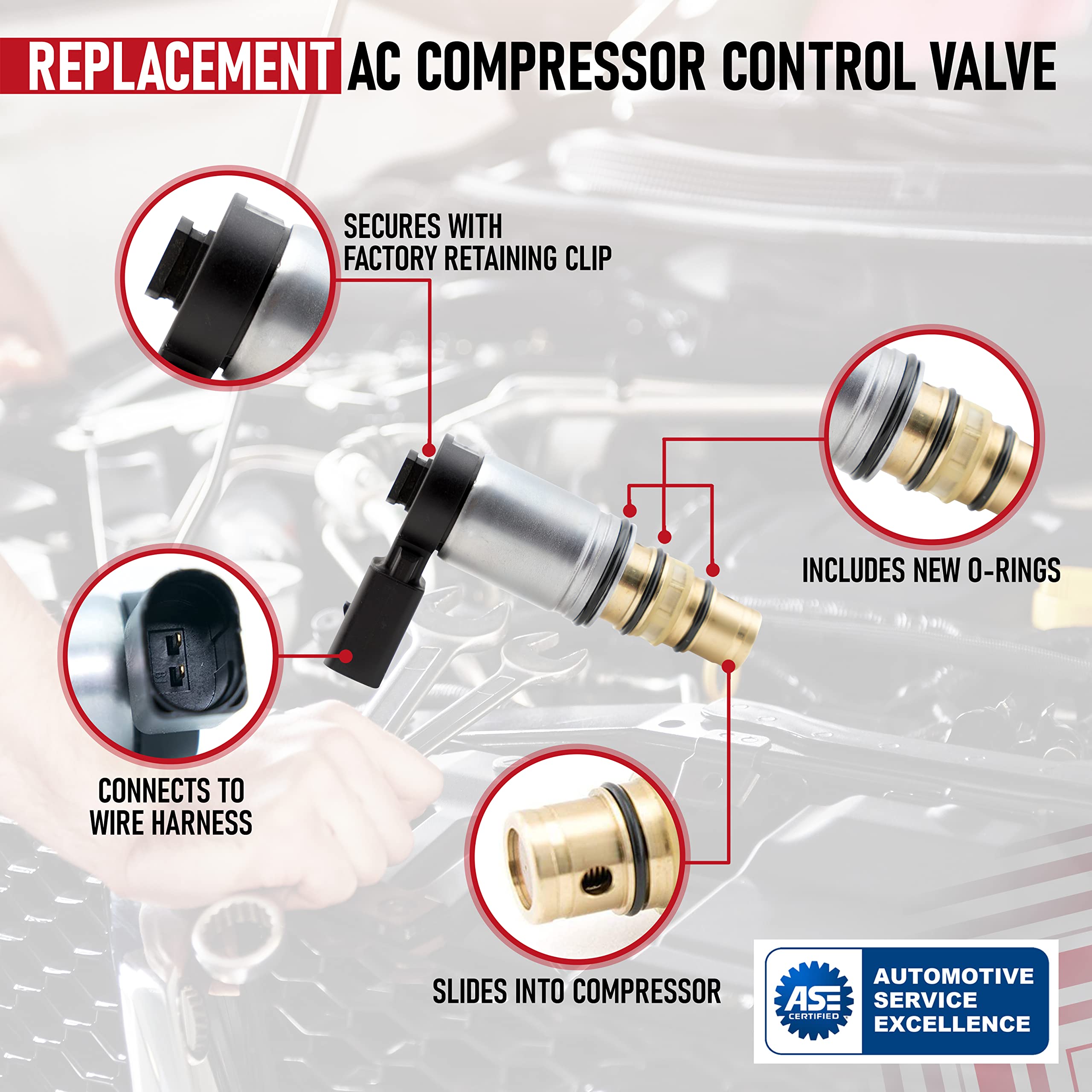 AC Compressor Control Solenoid Valve Compatible with Volkswagen, Audi models with Sanden PXE16 PXE14 1K0820803E - VW GTI, Golf, Passat, Tiguan, Jetta TDI, A3 - Pressure Valve  - Very Good