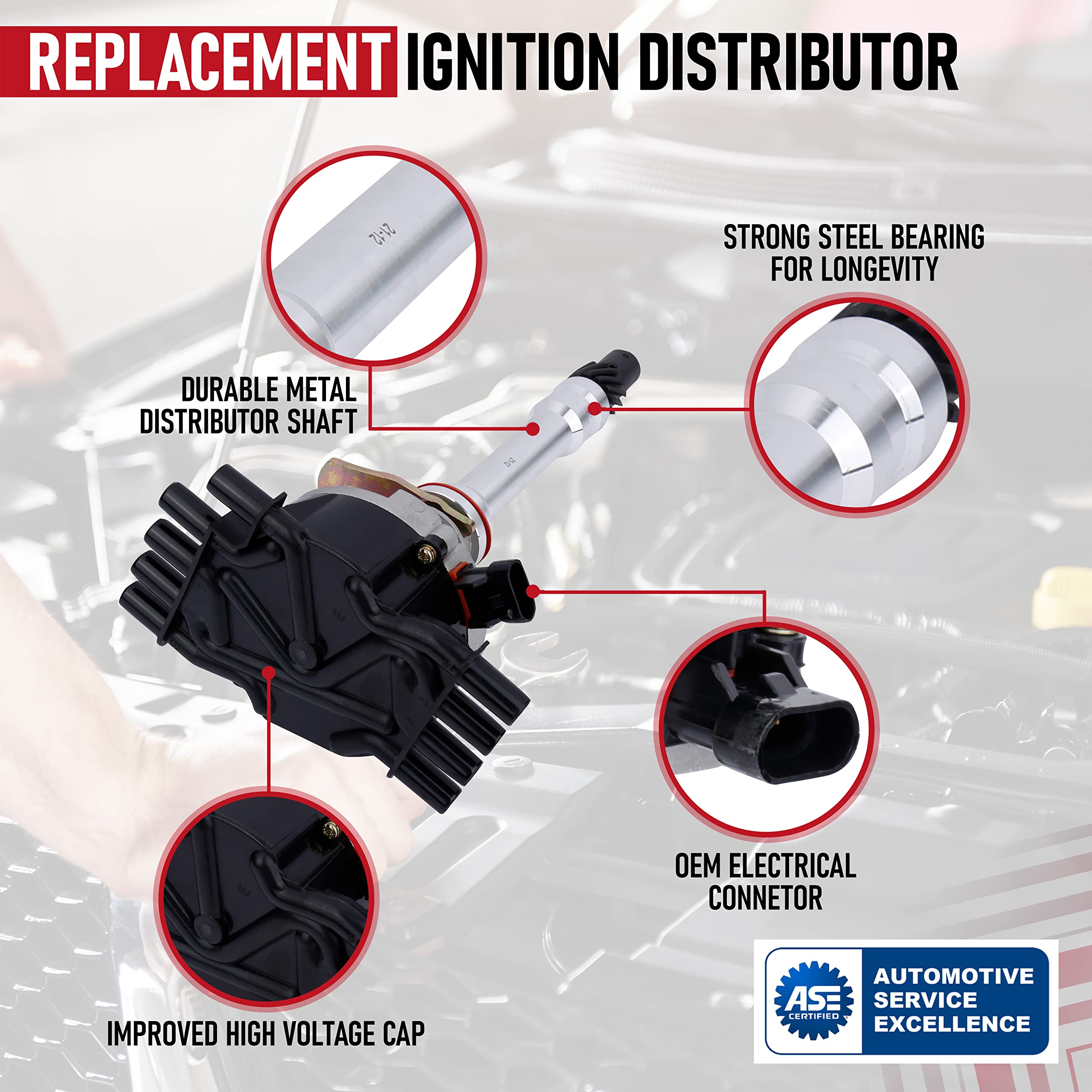 Replacement Ignition Distributor- Replaces 93441558, 12570425, 1104051, 1104058 - Compatible with Cadillac, Chevy & GMC Vehicles - Escalade, C2500, C3500, Express 1500, Savana 1500, 2500, 3500  - Like New