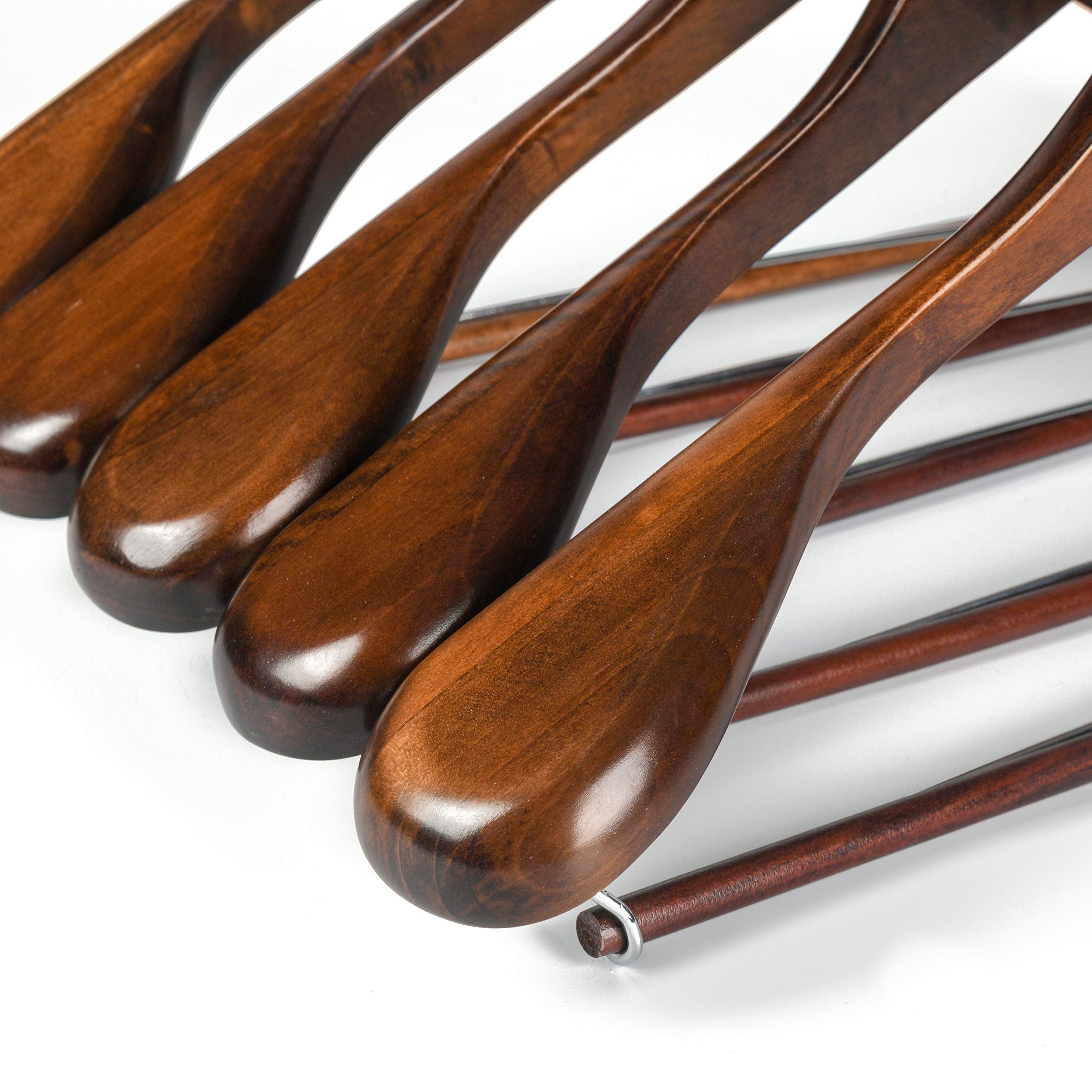 Quality Luxury Wooden Suit Hangers Wide Wood Hanger for Coats and Pants Retro Finish  - Like New