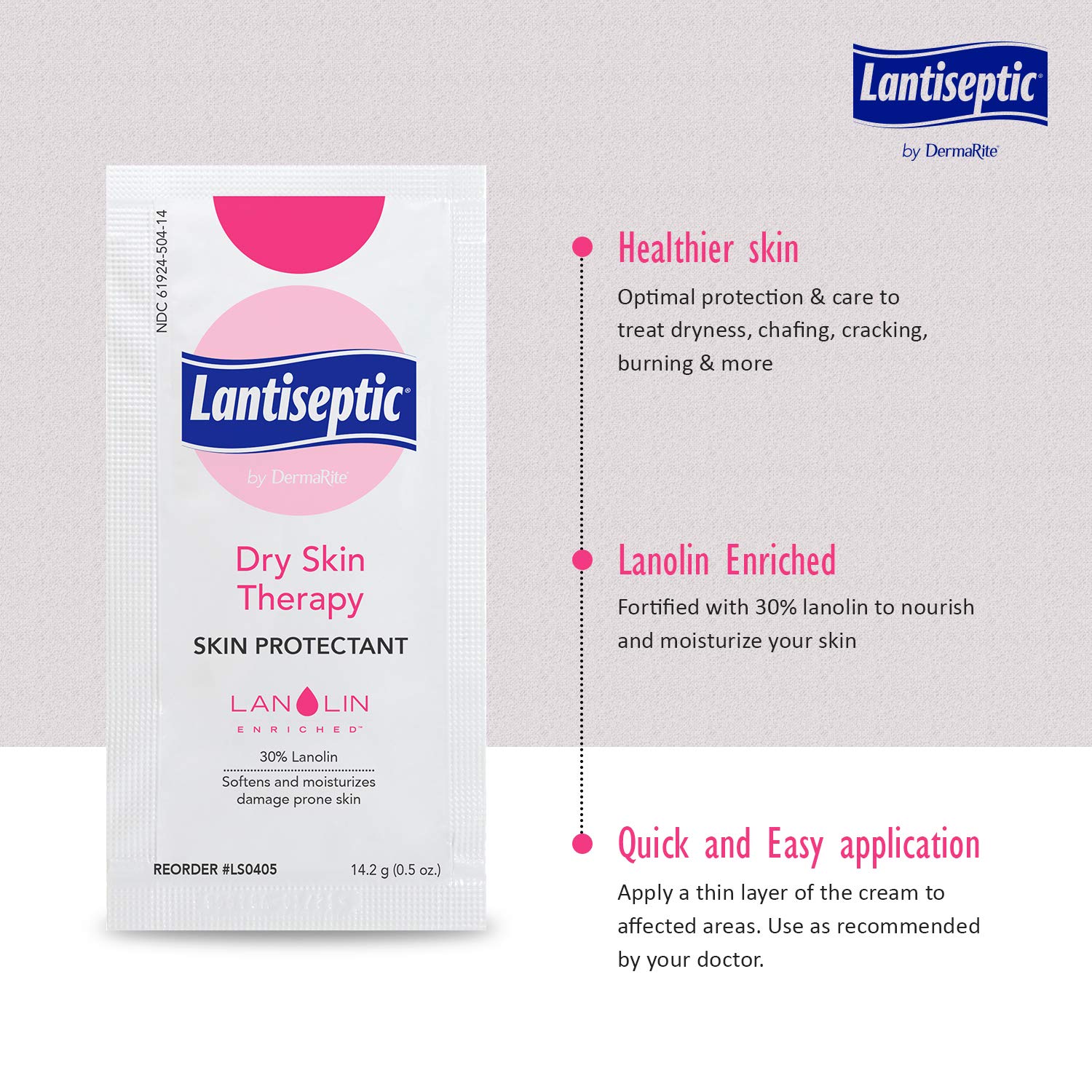 Lantiseptic Daily Dry Skin Protectant Cream - Moisturizes and Protects Cracked, Damaged and Irritated Skin - 30% Lanolin Moisture Barrier Ointment