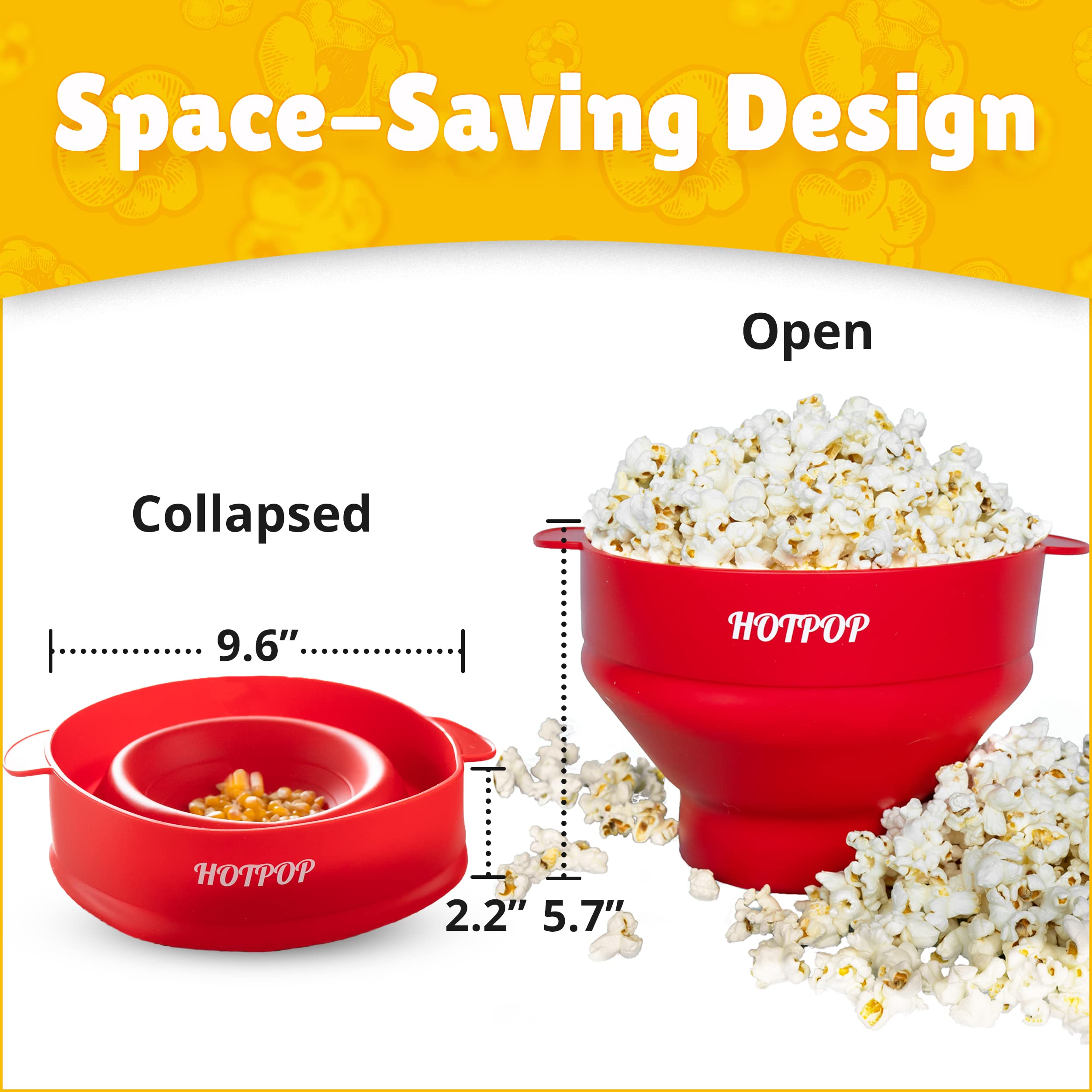 The Original Hotpop Microwave Popcorn Popper - Silicone Bowl, BPA-Free & Dishwasher Safe, Red  - Like New