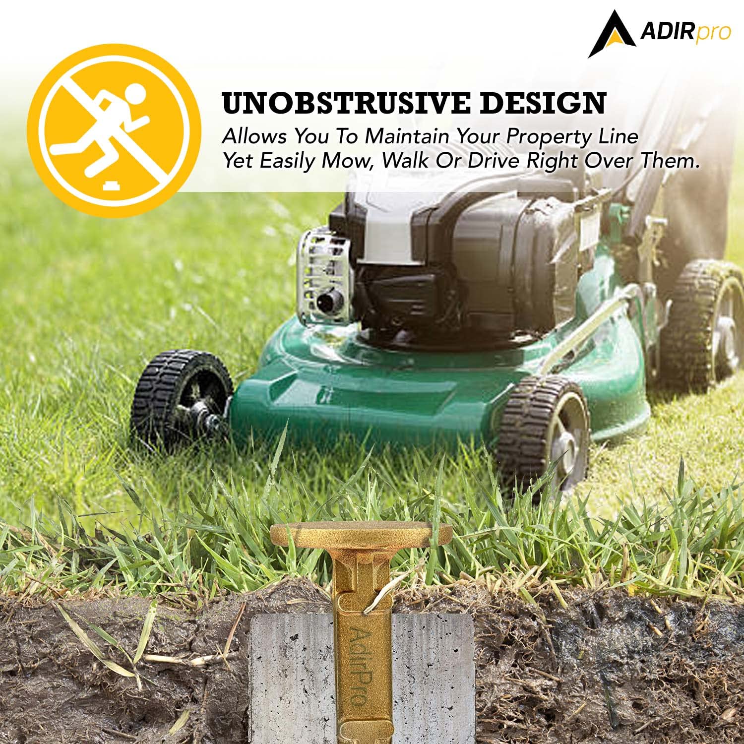 AdirPro Survey Markers – Durable Solid Brass & Low Profile Permanent Boundary Marking Caps/Stakes – for Surveying & Measuring Property & Land Area Variation  - Like New