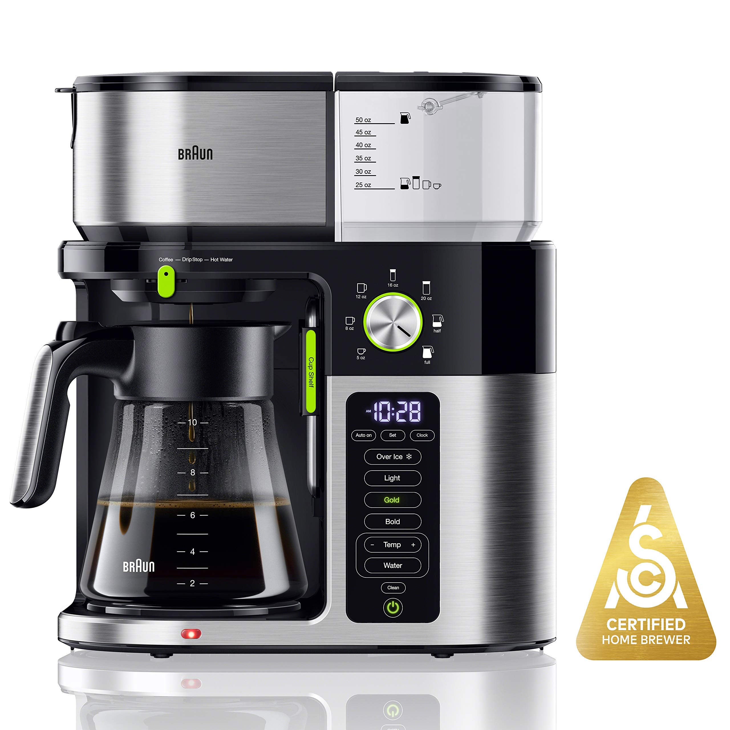 Braun 7 Programmable Brew Sizes / 3 Strengths + Iced Coffee & Hot Water for Tea, Glass Carafe (10-Cup)  - Acceptable