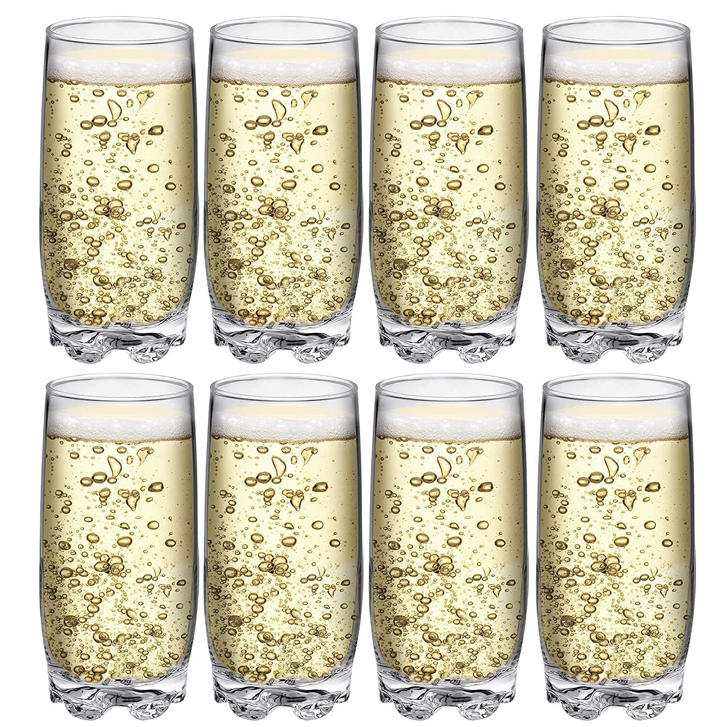 Drinking Glasses set of 8 Highball Glass cups By Home Essentials � Premium Cooler 13.25 Oz. Glassware � Ideal for Water, Juice, Cocktails, Iced Coffee, Iced Tea.  - Like New