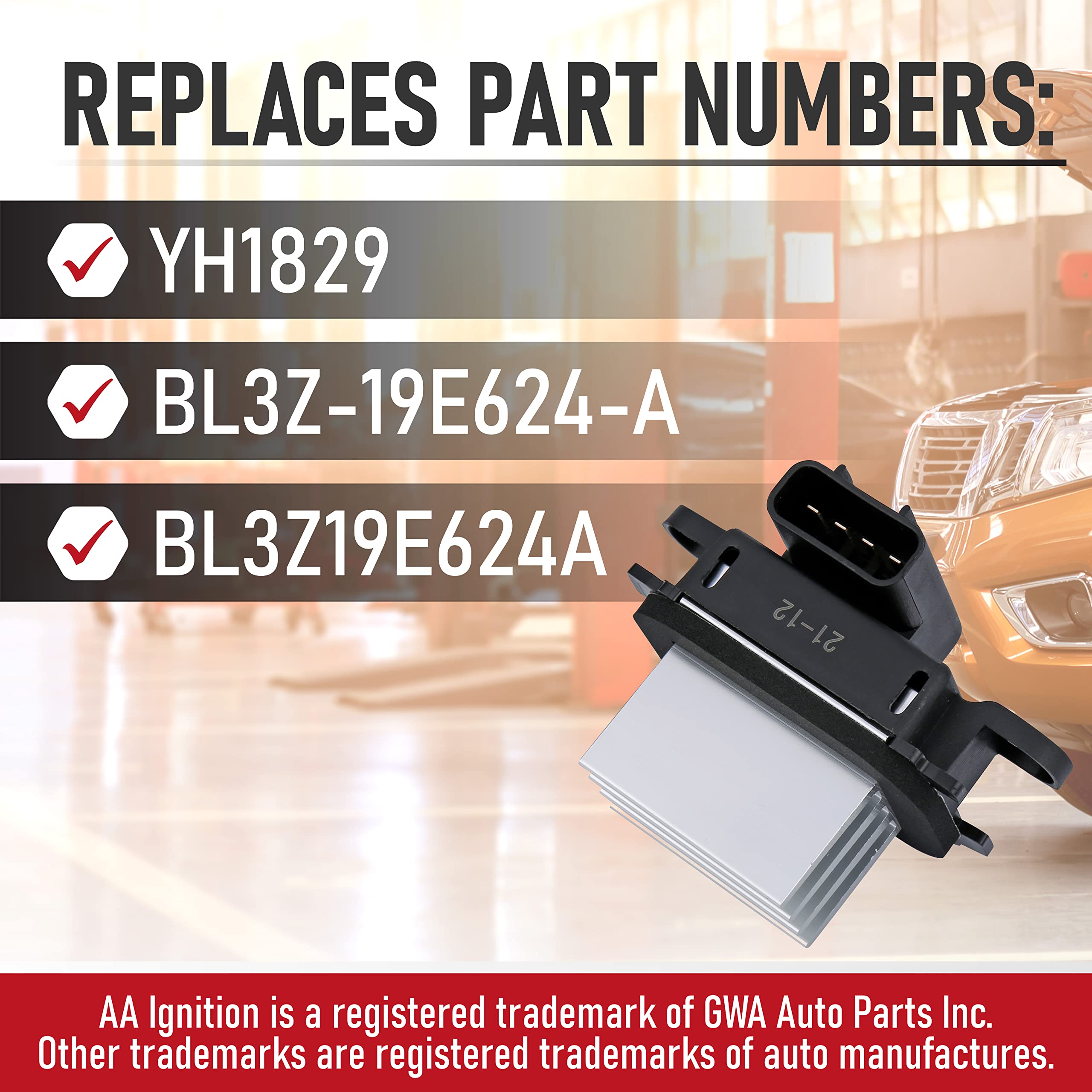 HVAC Blower Motor Resistor - Compatible with Ford & Lincoln Vehicles - Expedition, F150, Navigator - Replaces BL3Z-19E624-A, YH-1829-09, 10, 11, 12, 13, 14, 15, 16, 17 - Dual Zone ATC  - Very Good