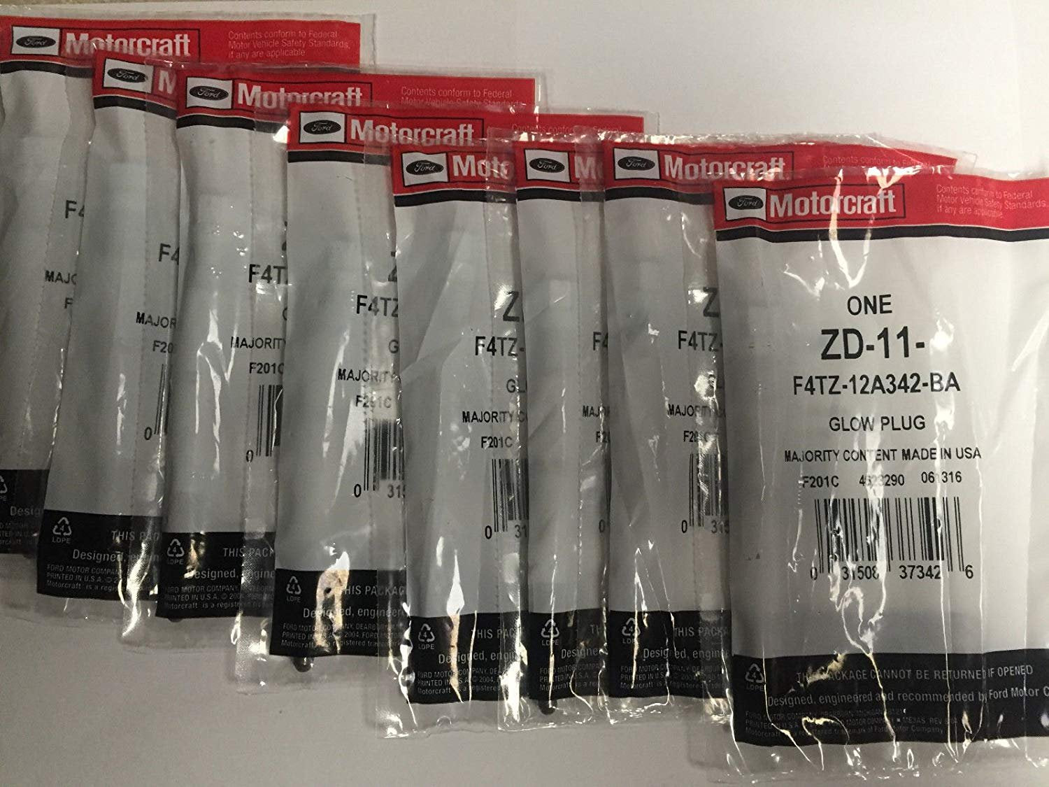 8 PC Motorcraft ZD-11 F4TZ-12A342-BA Glow Plugs 1995-2003 Ford 7.3 Liter  - Like New