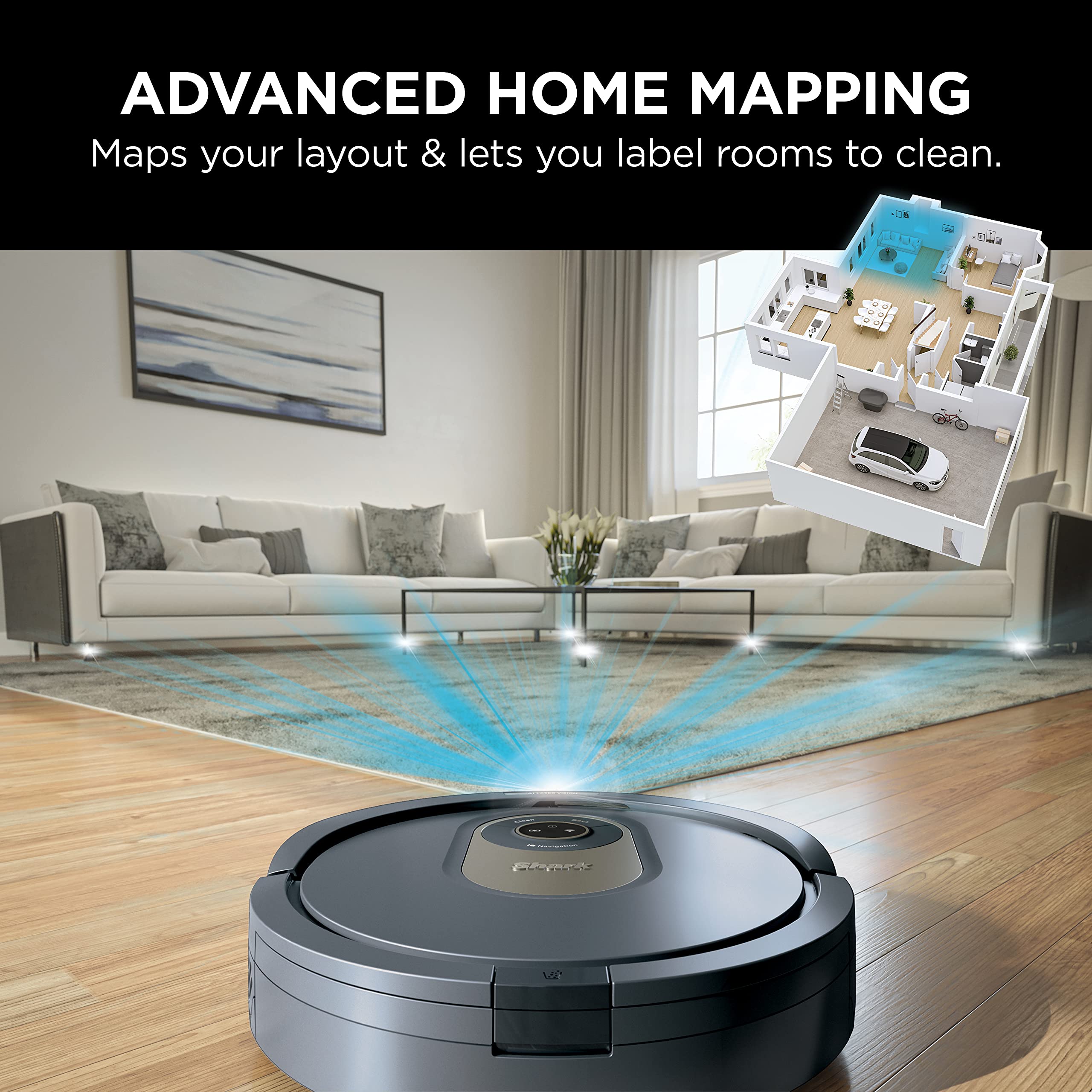 Shark AV2001 AI Robot Vacuum with Self-Cleaning Brushroll, Object Detection, Advanced Navigation, Home Mapping, Perfect for Pet Hair, Compatible with Alexa, Gray  - Like New