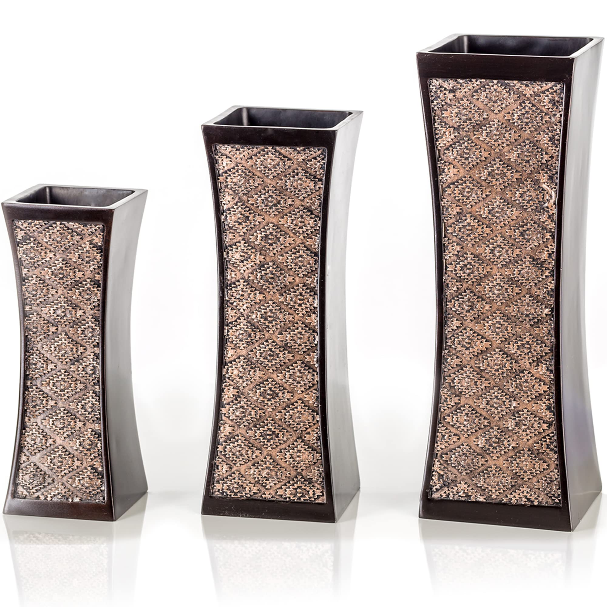 Dublin Brown/Silver Vases  - Like New