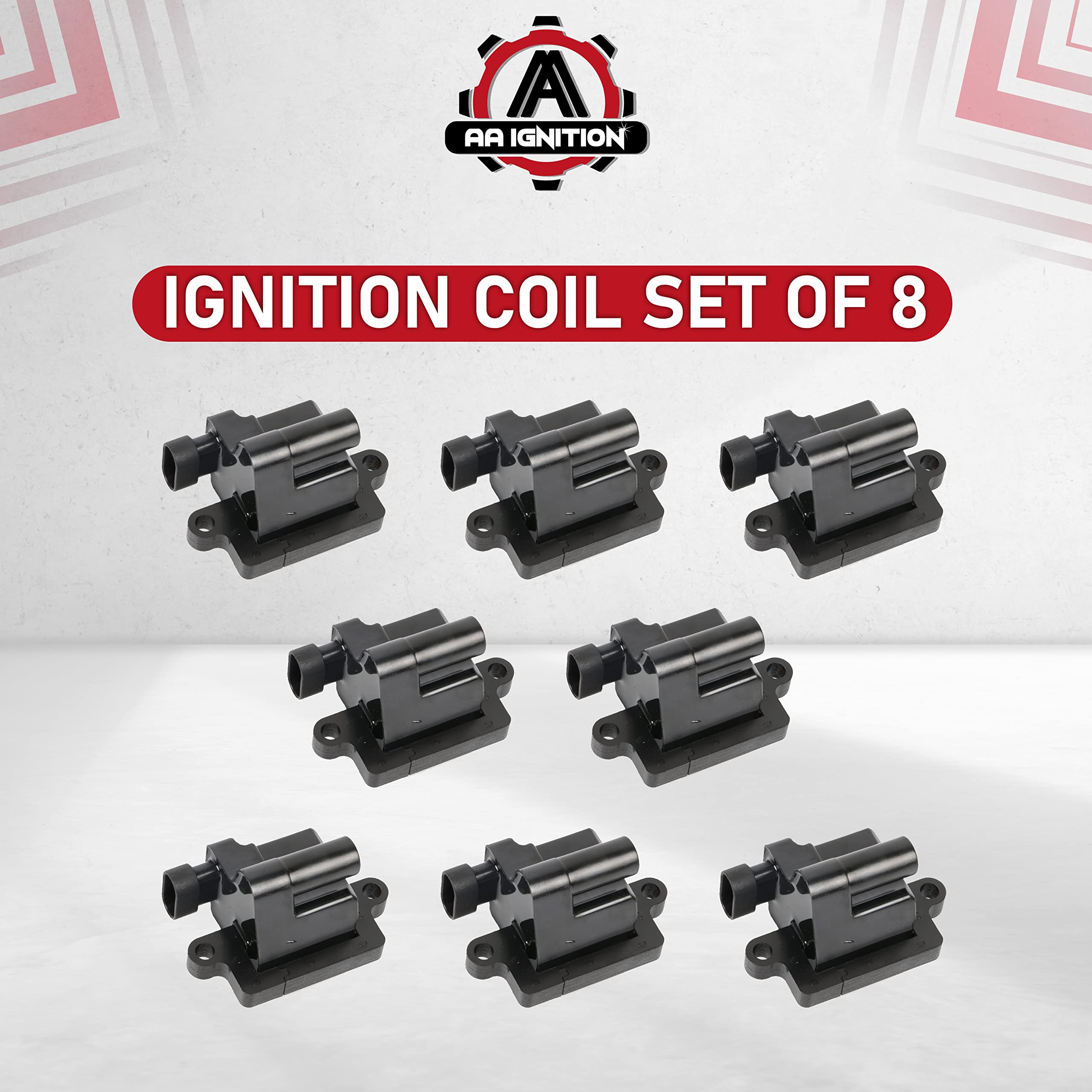 Ignition Coil Pack Set of 8 - Replaces 12558693, GN10298, C1208, D581 - Compatible with Cadillac, Chevy & GMC - Escalade, Silverado, Avalanche, Express 3500, Suburban, Tahoe, Sierra, Savana, Yukon  - Very Good