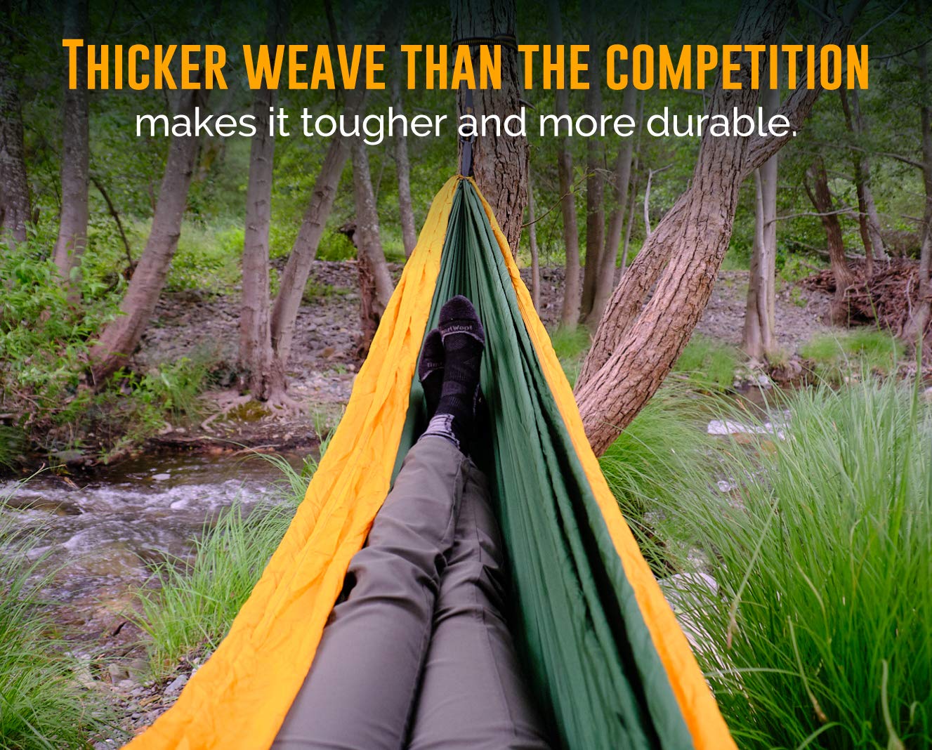 Ryno Tuff Camping Hammock Sets - Reinforced, No Tearing, Lightweight Parachute Grade Nylon - Includes Extra Pocket, Safe Tree Straps & Heavy Duty Carabiners  - Very Good