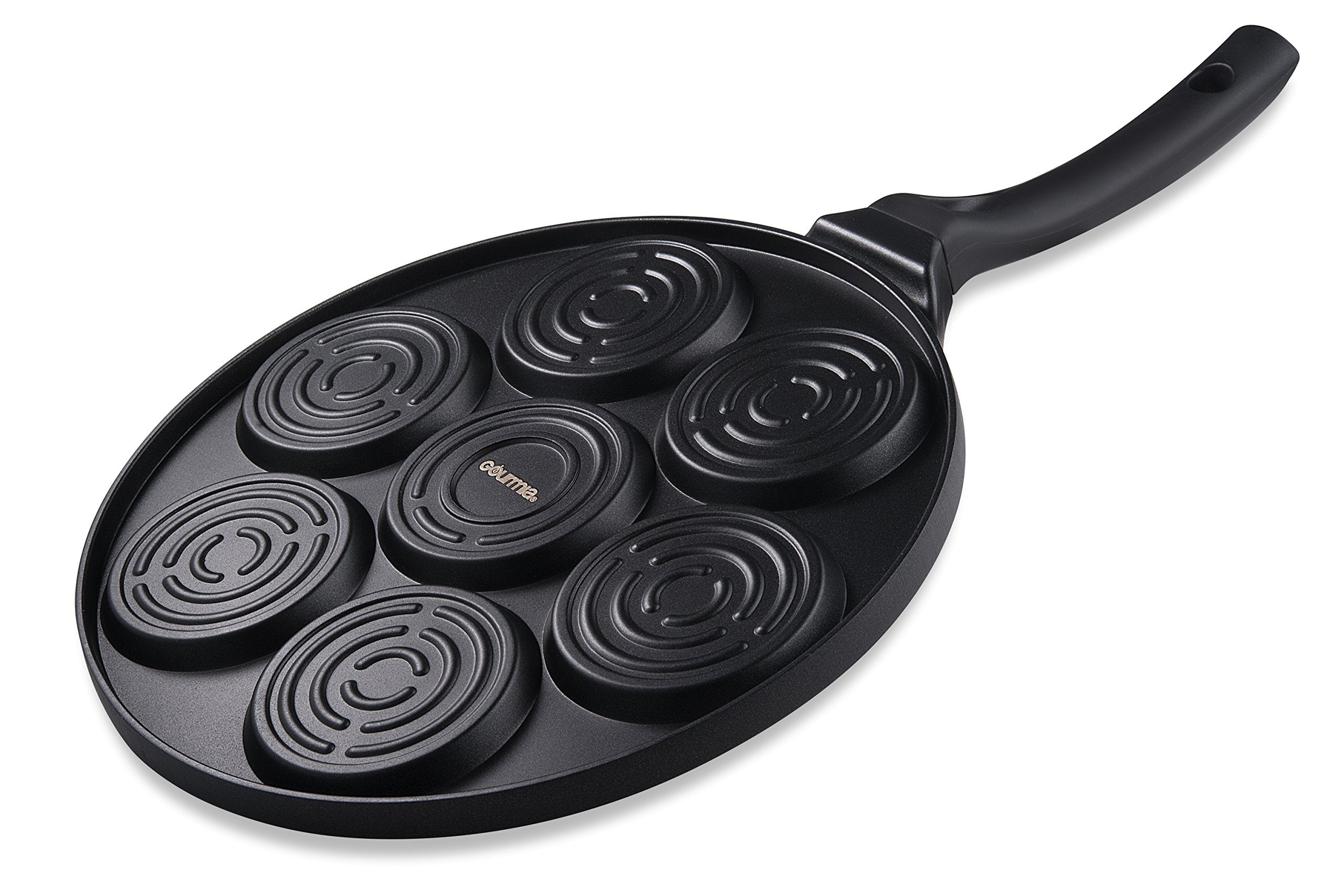 Gourmia GPA9515 Blini Pan With Induction Bottom Nonstick Silver Dollar Pancake Maker Features 7-Mold 100% PFOA free non-stick coating  - Like New