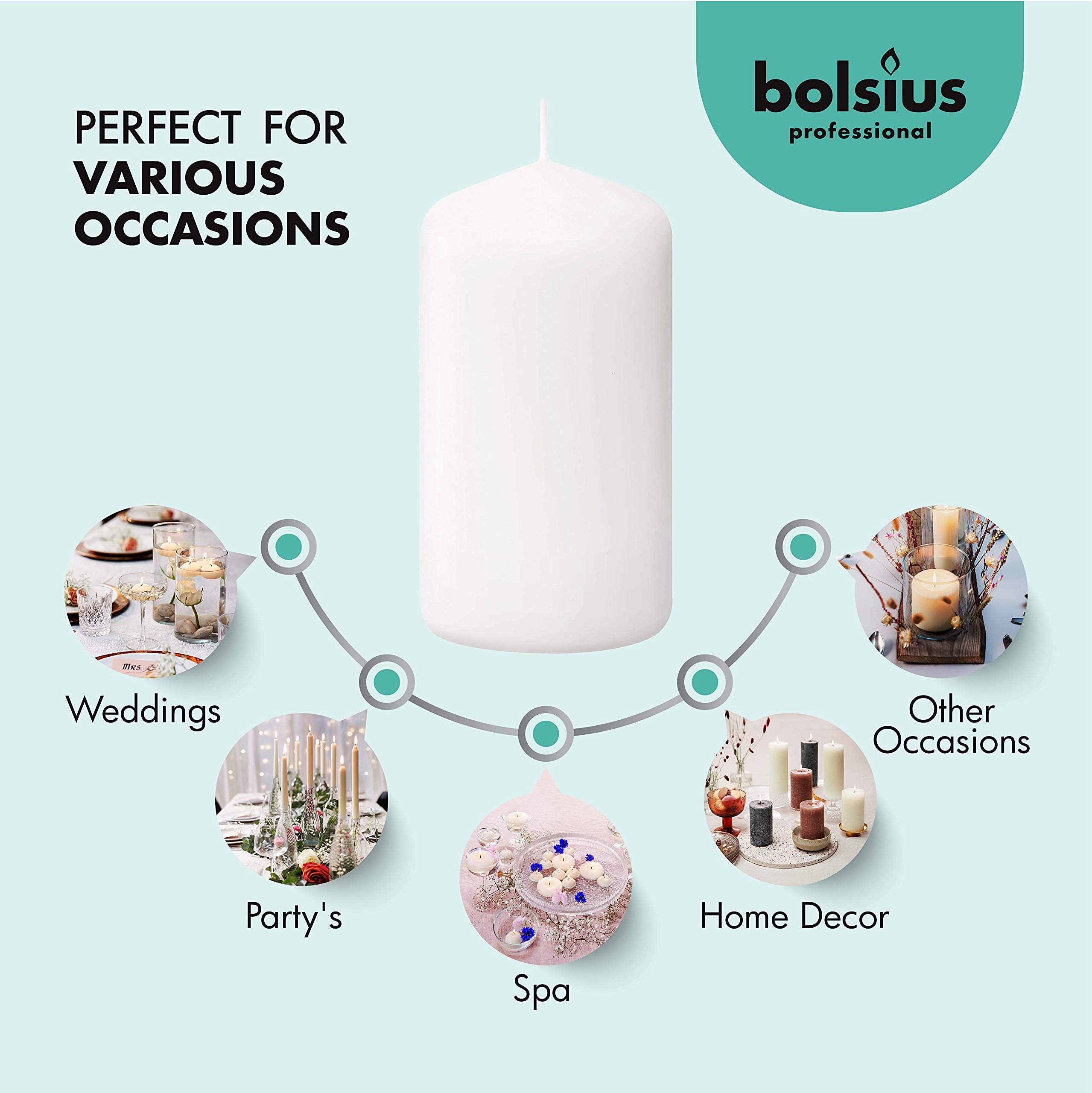 Bolsius White Pillar Candles – Unscented Candle Set of 20 – Dripless, Smokeless, and Clean Burning Household Dinner Candles – Perfect for Weddings, Parties, Dinners – 20 Decorative Candles  - Acceptable