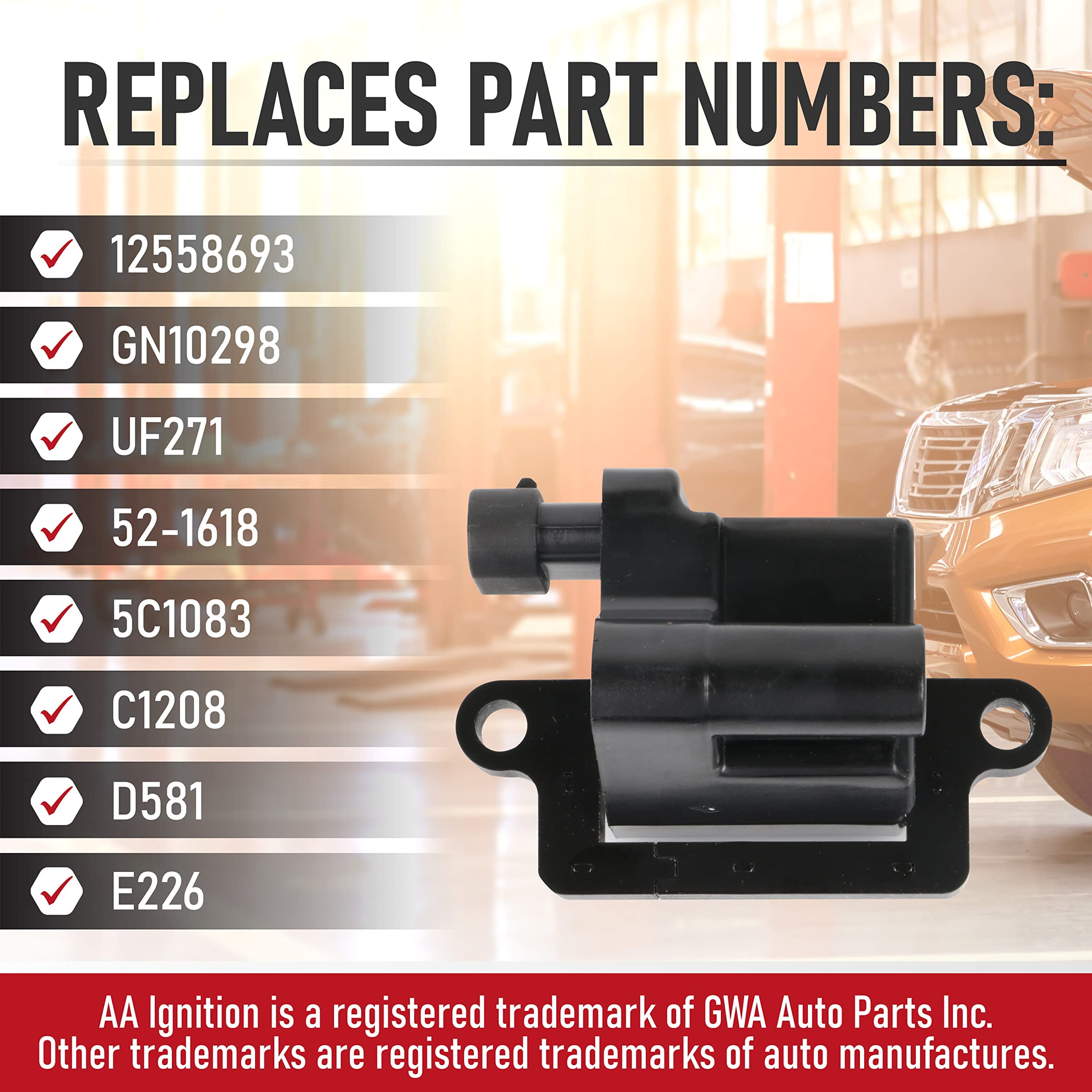 Ignition Coil Pack - Replaces 12558693, UF271, 5C1083, D581 - Compatible with Chevy, GMC & Cadillac Vehicles - Escalade, Avalanche, Silverado, Express 3500, Suburban, Tahoe, Sierra, Savana, Yukon XL  - Like New