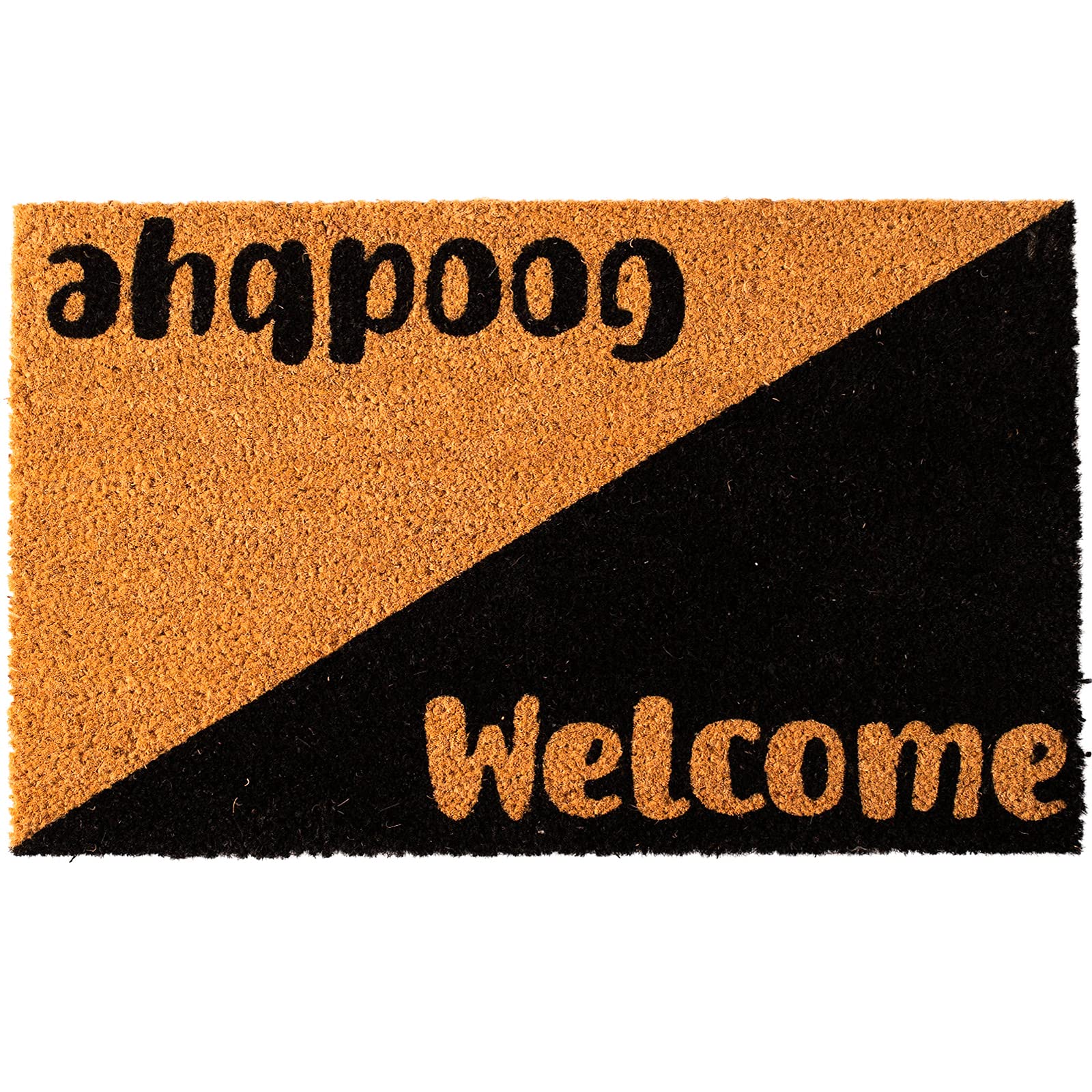 SlipToGrip Natural Coir Door Mats Outdoor 16x24 Inches - Welcome Mat with Non Slip Heavy Duty Rubber Backing, Goodbye Design - Coir Doormats for Outdoor Entrance, Spring Doormat  - Very Good