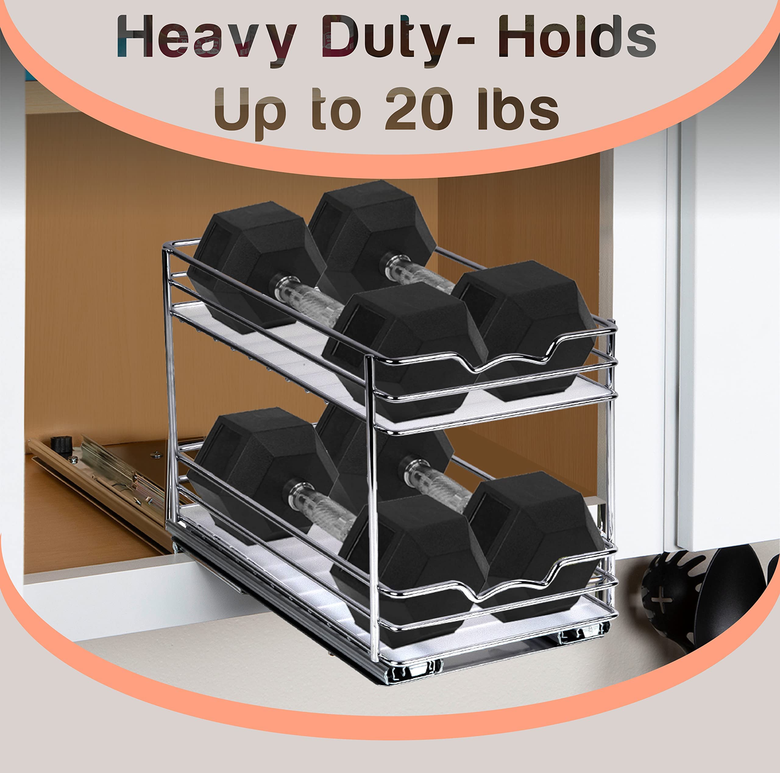 HOLDN� STORAGE Spice Rack Organizer for Cabinet, Heavy Duty - Pull Out Spice Rack 5 Year Warranty- 6" Wx10-3/8 Dx8-7/8 H Requires a 6.9� cabinet opening  - Very Good