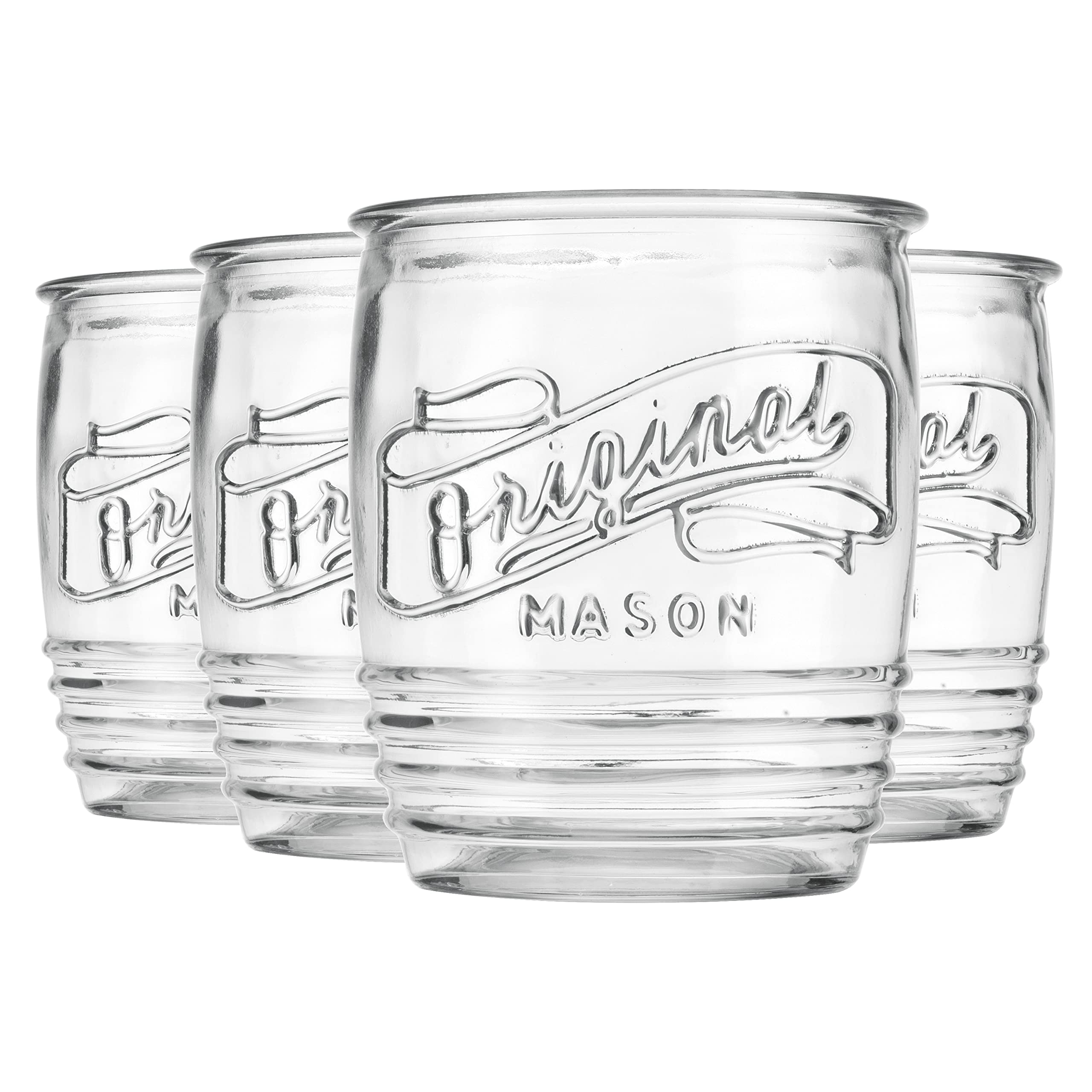 Glaver's Set Of 4 Original Mason Collins Glasses Drinking Glasses For Juice, Cocktails, Beverage Glass Cups, Hand Wash.  - Good