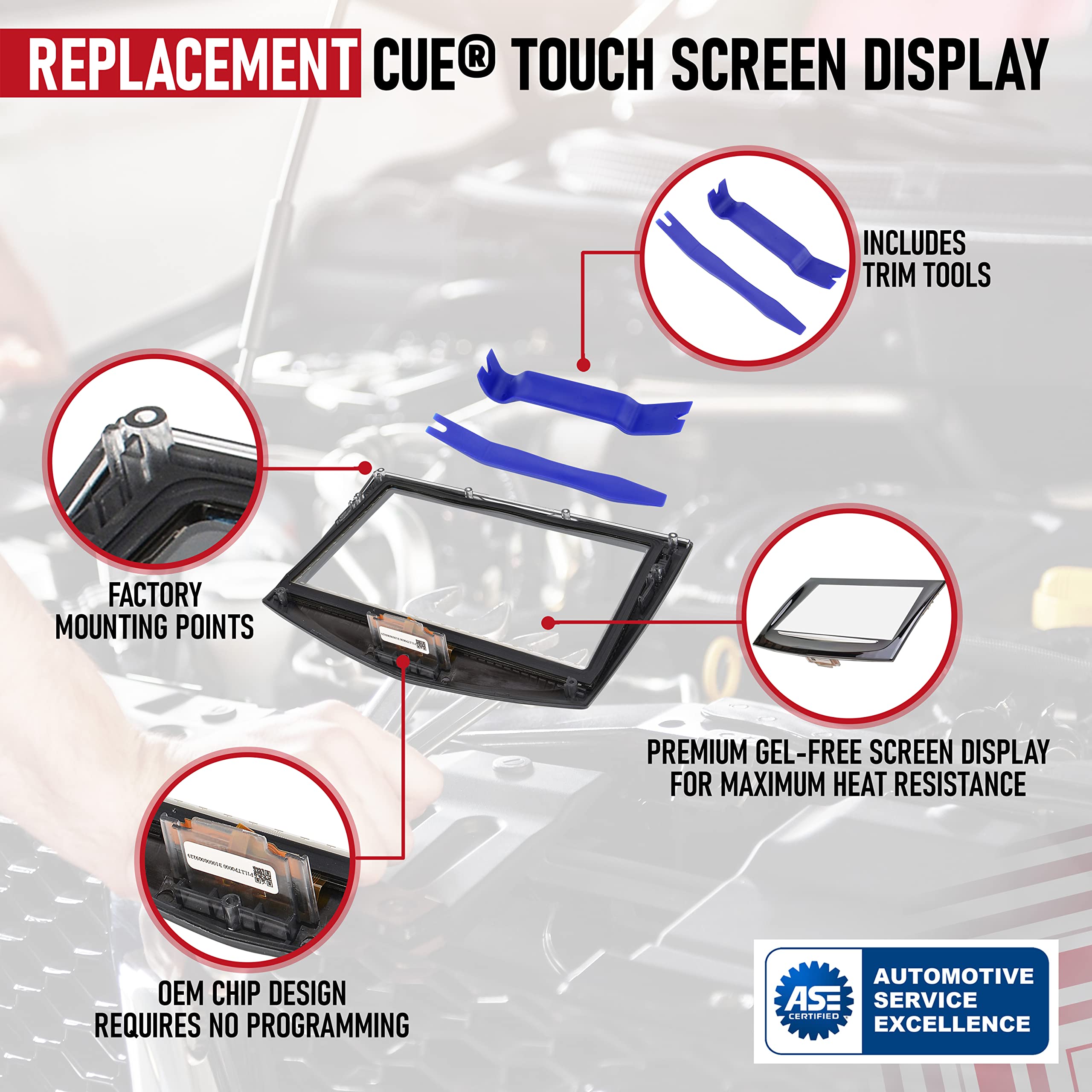 Replacement CUE Touch Screen Display - Compatible with Cadillac Vehicles - ATS, CTS, ELR, Escalade, ESV, SRX, XTS - Premium Gel-Free Infotainment Screen - Replaces Screens For 22980208, 22986276  - Like New