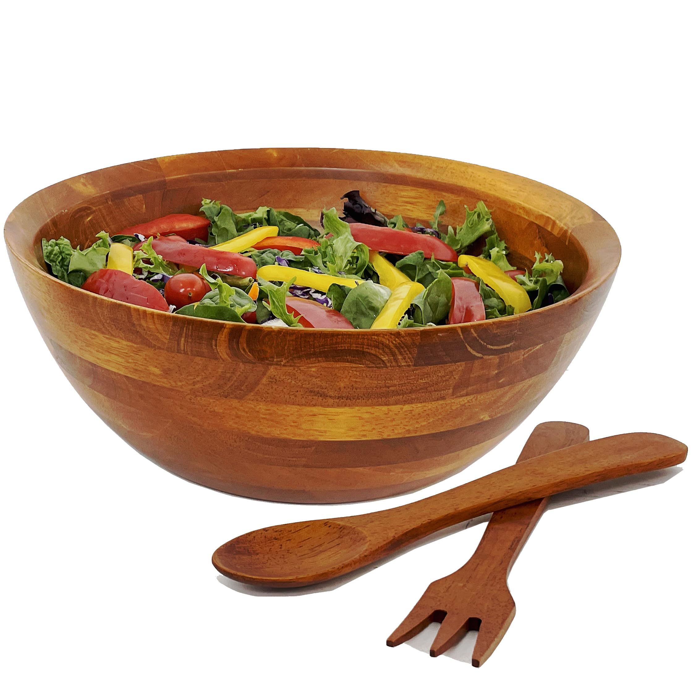 Woodard & Charles Wood Cherry Stain Salad Serving Bowl Set  - Like New