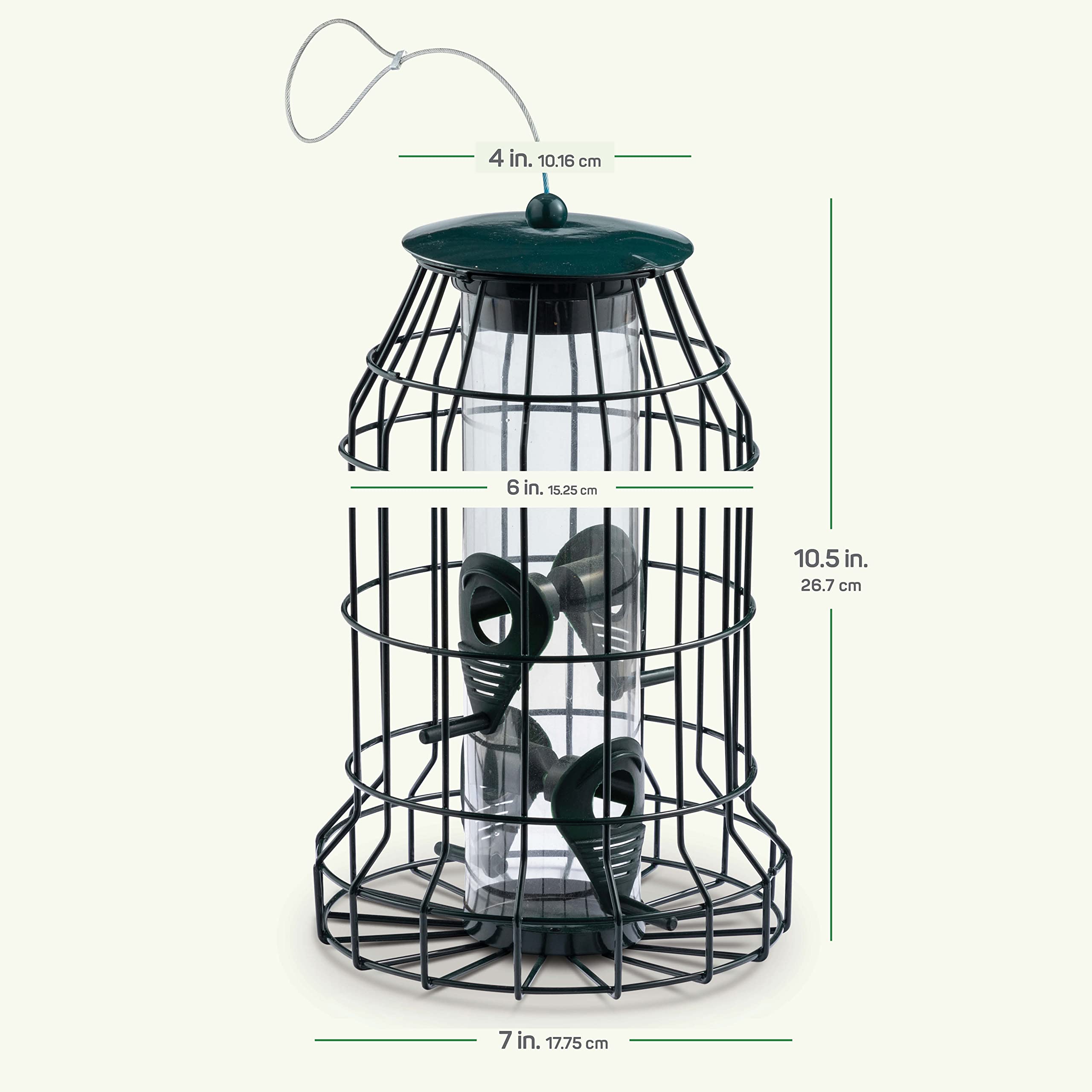 Squirrel Resistant Bird Feeders 22 oz. Bird Feeder with 4 Perches for Small Backyard Birds ONLY. Bird Feeder Squirrel Proof/Chew Proof/Rustproof. Fill with Wild Bird Seed for Outside Feeders  - Like New