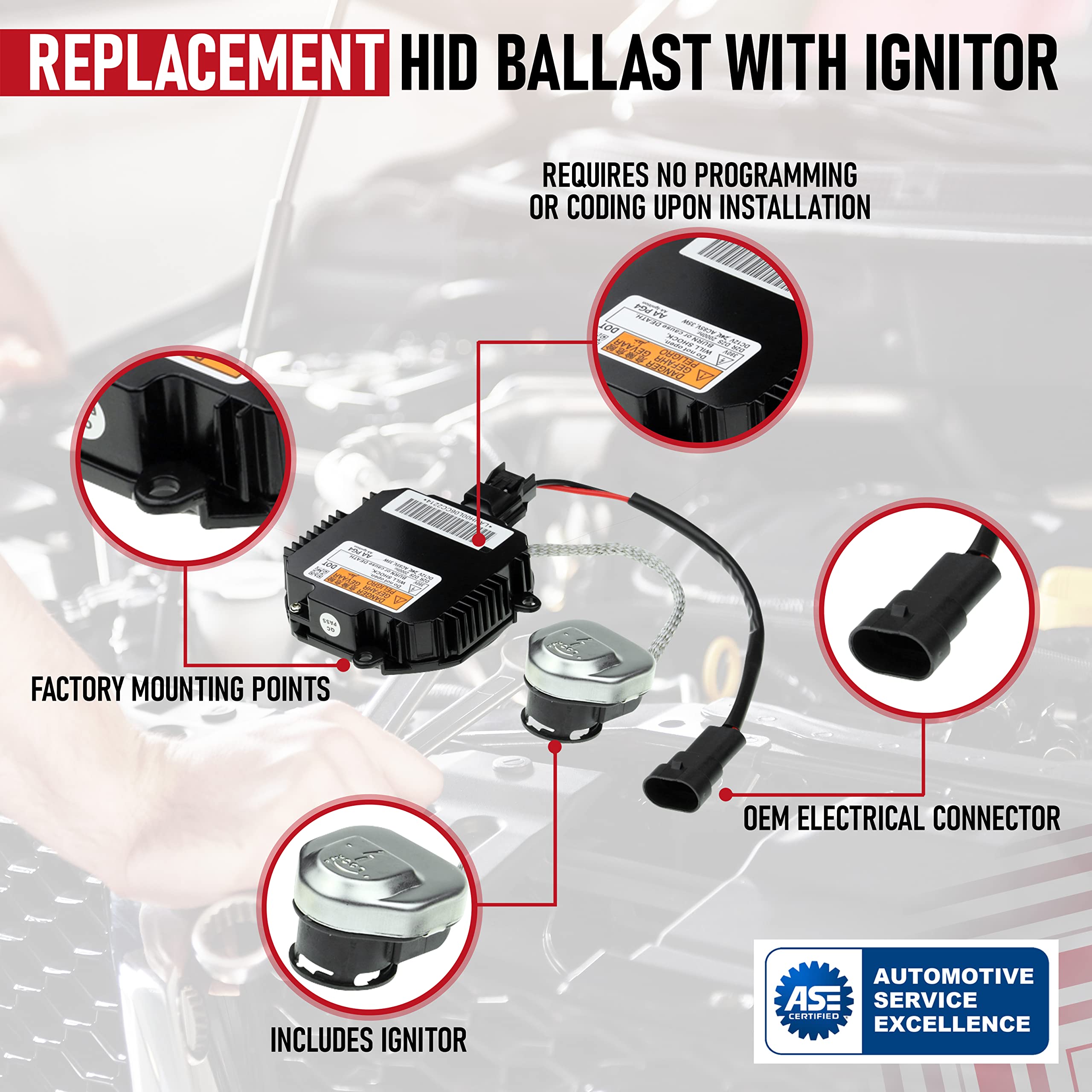 HID Ballast with Ignitor - Headlight Control Unit - Replaces 28474-8991A, 28474-89904, NZMNS111LANA - Compatible with Nissan & Inifiniti Vehicles - Murano, Maxima, Altima, 350Z, QX56, G35, FX35  - Very Good