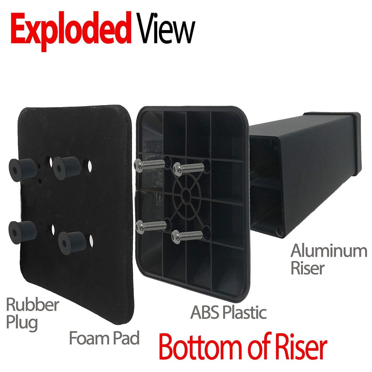 Safe Riser iPrimio Aluminum Heavy Duty Bed Risers - Metal, 5 Inch Lift, 4 Pack, U