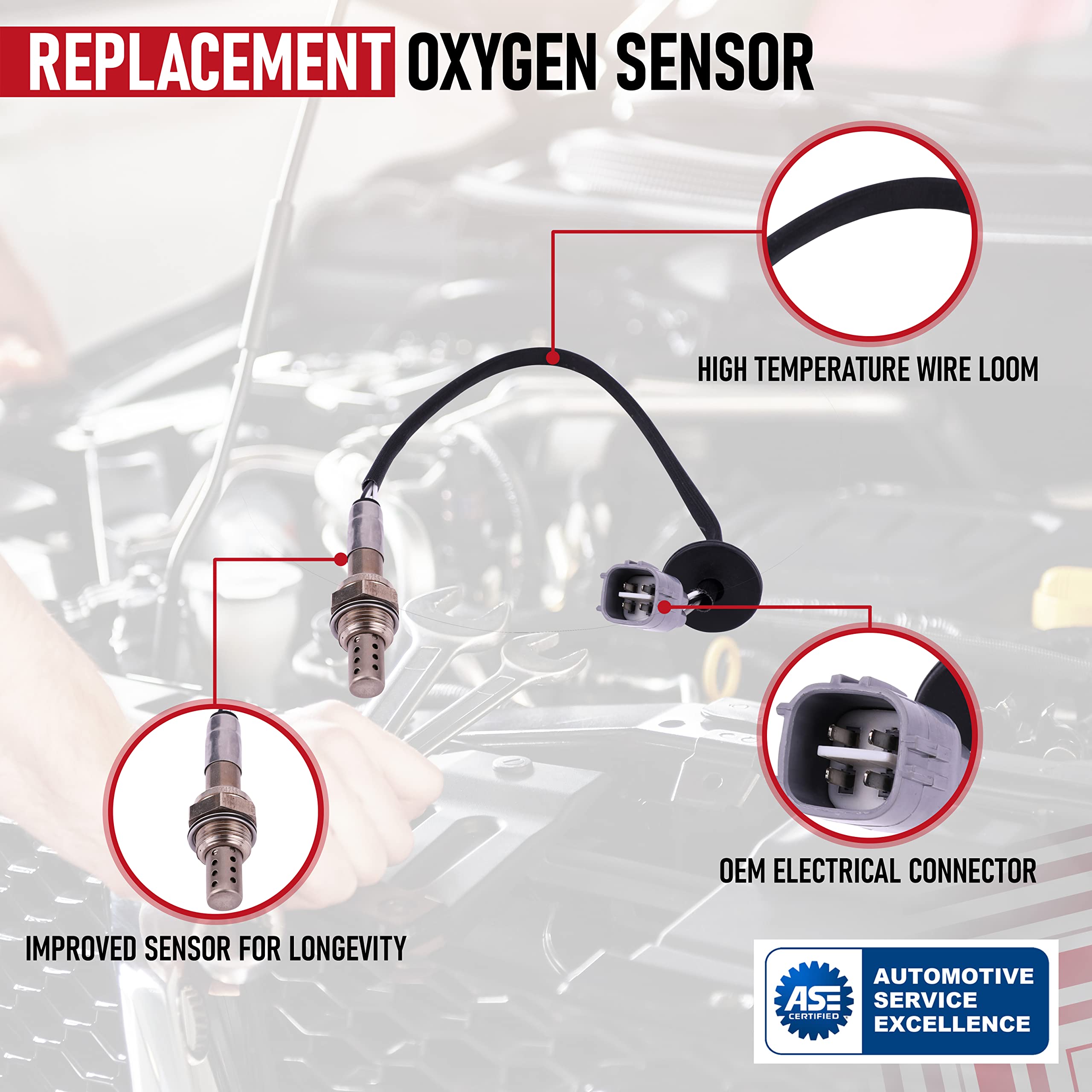 Replacement Downstream Oxygen Sensor - Compatible with Lexus and Toyota - ES350, GX460, GX470, LX470, LX570, 4Runner, Avalon, Camry, FJ Cruiser, Highlander, Land Cruiser, Sequoia - Replaces 234-4260  - Very Good