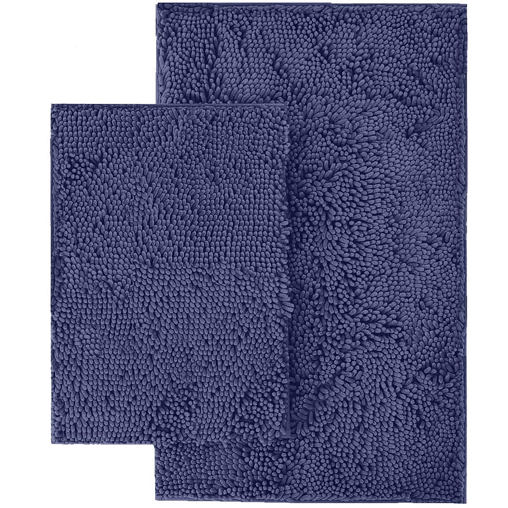 LuxUrux Purple Bathroom Rug Set �Extra-Soft Plush Bath mat Shower Bathroom Rugs,1'' Chenille Microfiber Material, Super Absorbent, 30 X 20'' + 32 X 15''.  - Like New