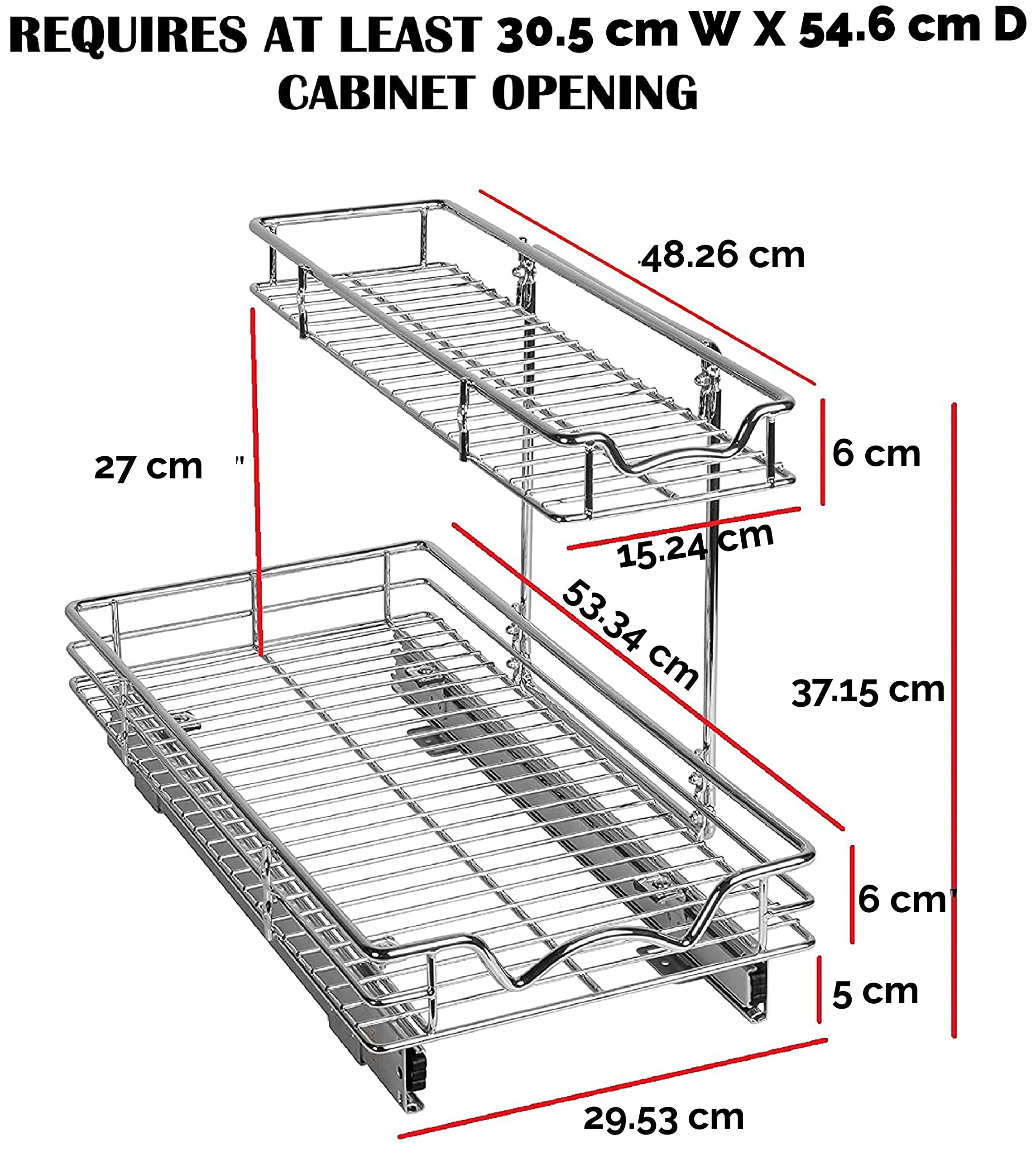 HOLD N' STORAGE Pull Out Cabinet Organizer, Heavy Duty-with Lifetime Limited Warranty -11�W x 21�D - Requires At Least a 12-1/4� Cabinet Opening, Steel Metal cabinet drawers slide out, Chrome Finish  - Very Good