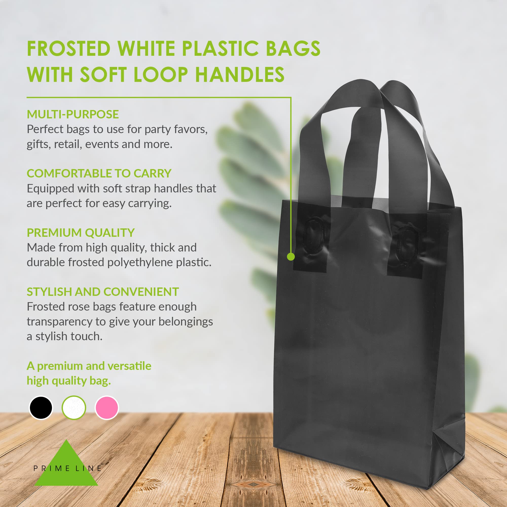 Plastic Shopping Bags - 6x3x9 100 Pack Extra Small Black Frosted Plastic Bags with Handles & Cardboard Bottom, Bulk Reusable Retail Shopping Bags for Small Business & Boutique Use, Party Favors, Gifts  - Like New