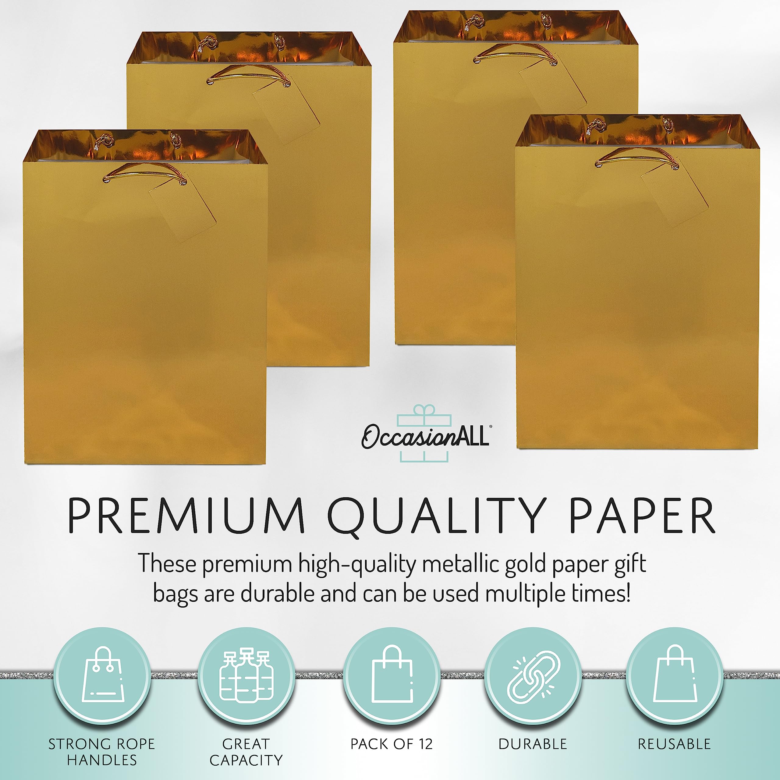OccasionALL Assorted Color Foil Gift Bags  - Good