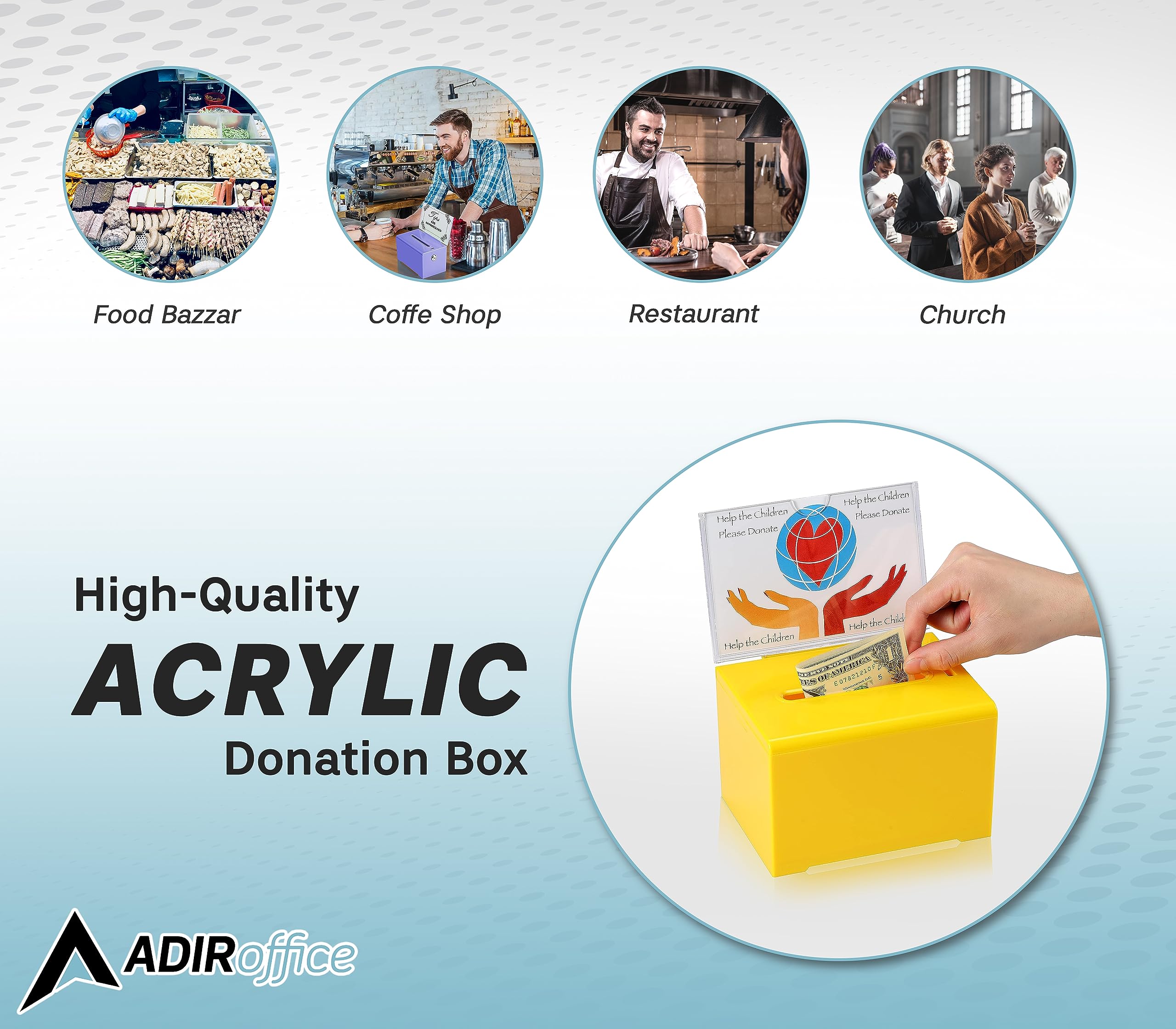 Adir Acrylic Donation Ballot Box with Lock - Secure and Safe Clear Slotted Suggestion Box - Storage Lock Deposit Box with Keys for Cards, Votes, Tickets, Feedback and Money (6.25" x 4.5" x 4")  - Like New