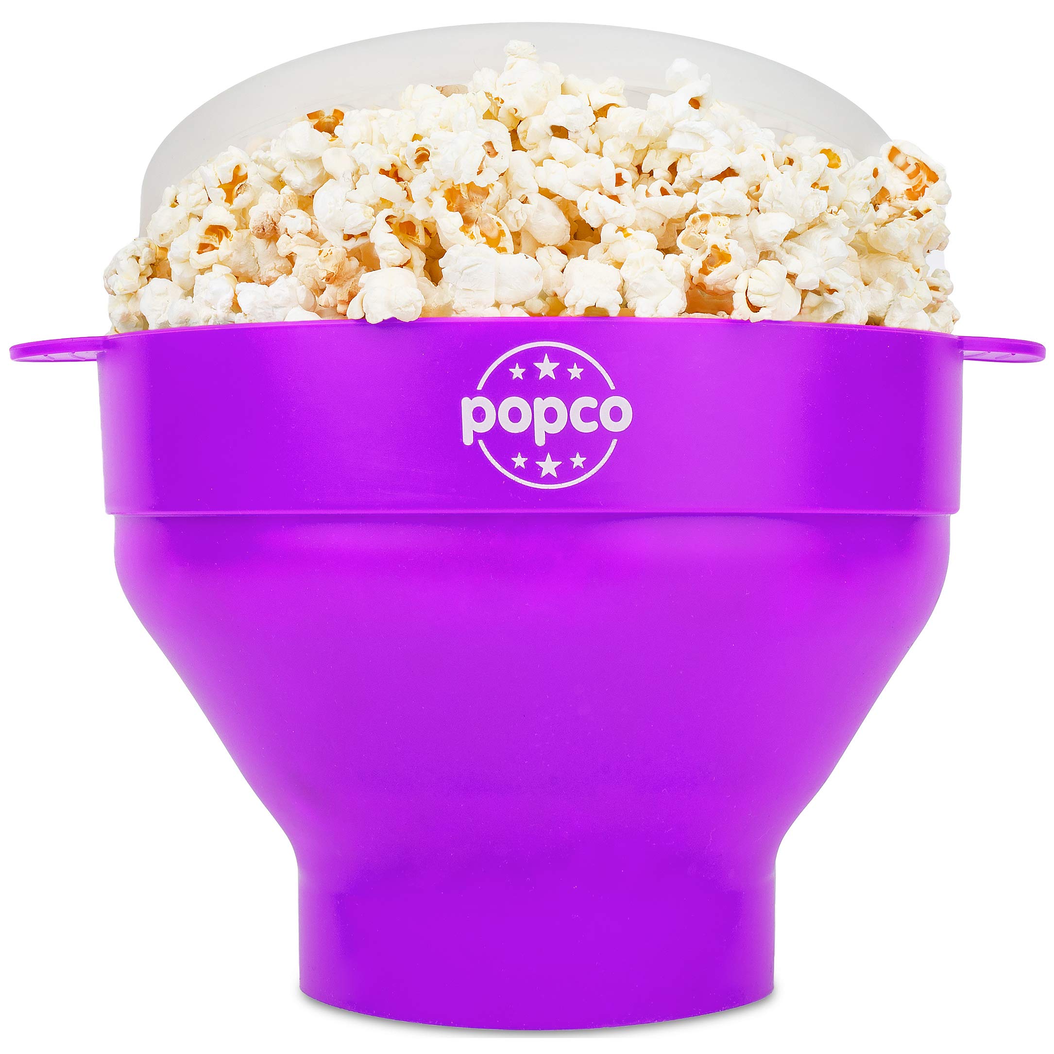 POPCO Silicone Microwave Popcorn Popper with Handles, Silicone Popcorn Maker, Collapsible Bowl Bpa Free and Dishwasher Safe - 15 Colors Available (Purple)  - Like New