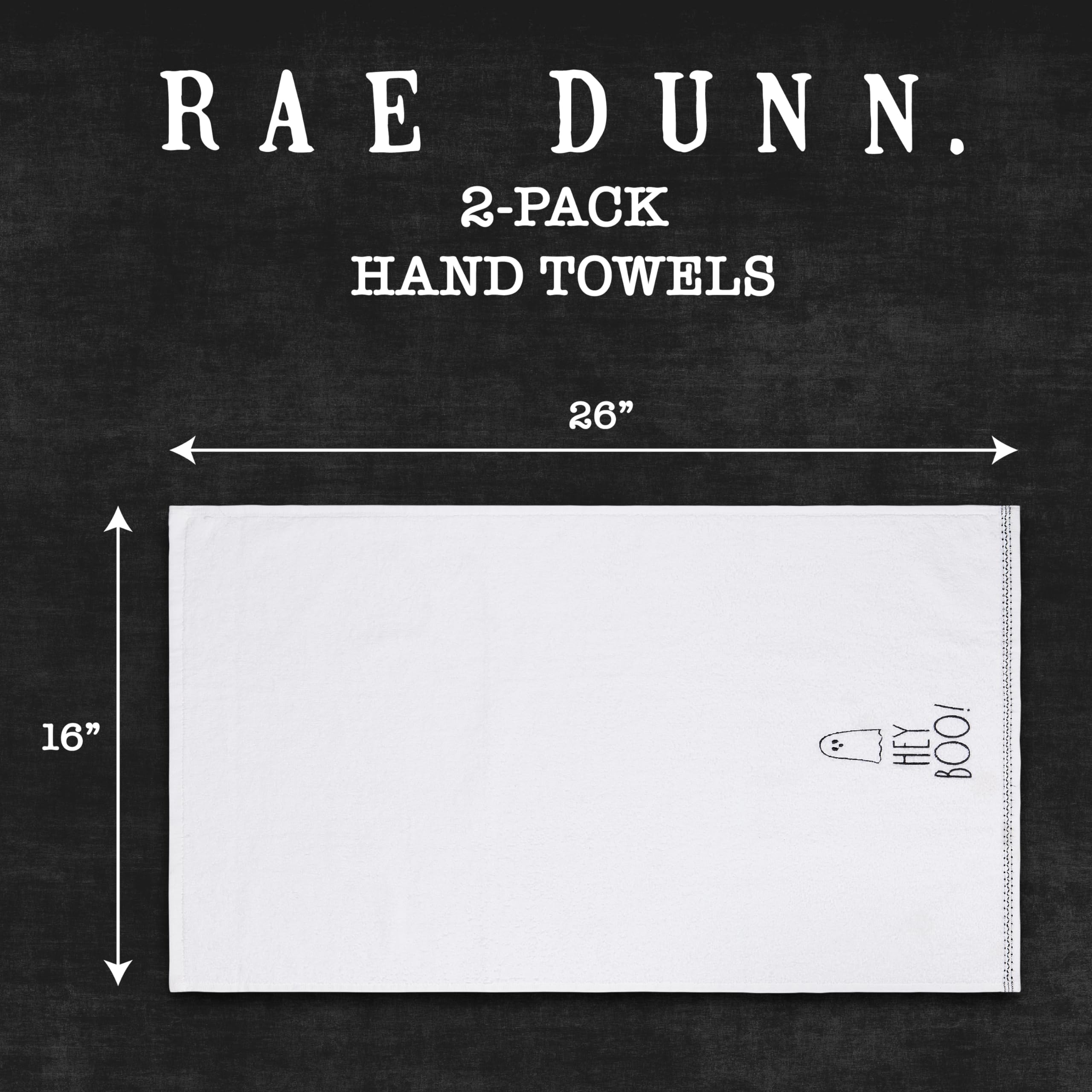 Rae Dunn Set of 2 Hand Towels for Kitchen and Bathroom, 100% Cotton, Embroidered Dish Towels, Decorative Hand Towels  - Like New