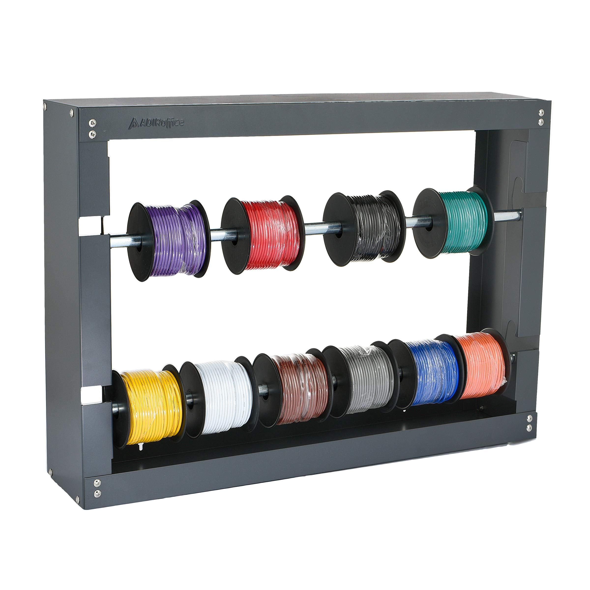 AdirPro Wire Spool Rack - Superior Strength Wire/Cable Dispenser - Conduit Display & Storage for Electrical Industrial & Retail Use (2 Rods, Grey)  - Like New