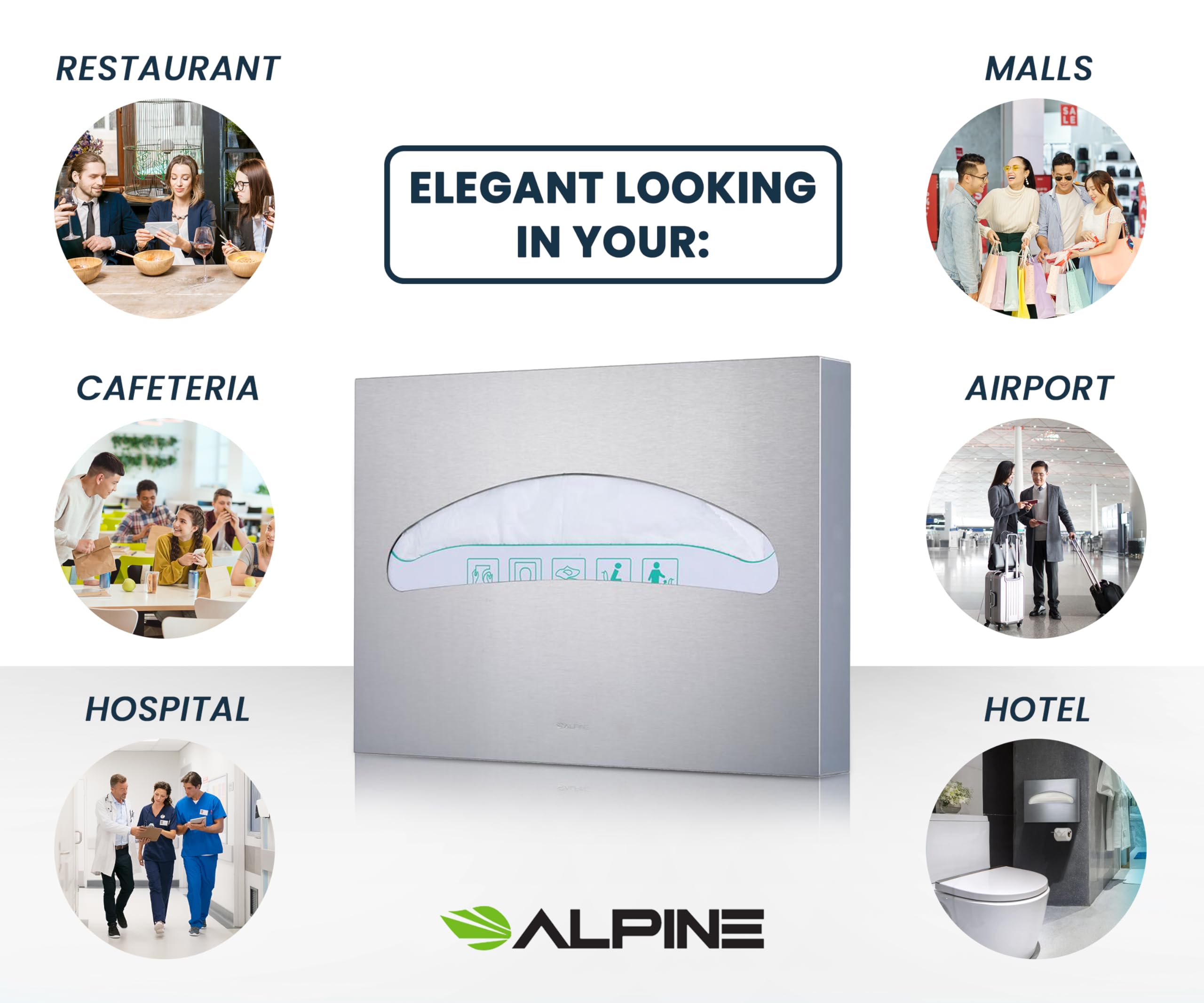 Alpine Toilet Seat Cover Dispenser Wall Mount, Toilet Seat Cover Holder for Disposable Toilet Seat Covers, Corrosion Free, Premium Grade Brushed Stainless Steel  - Very Good