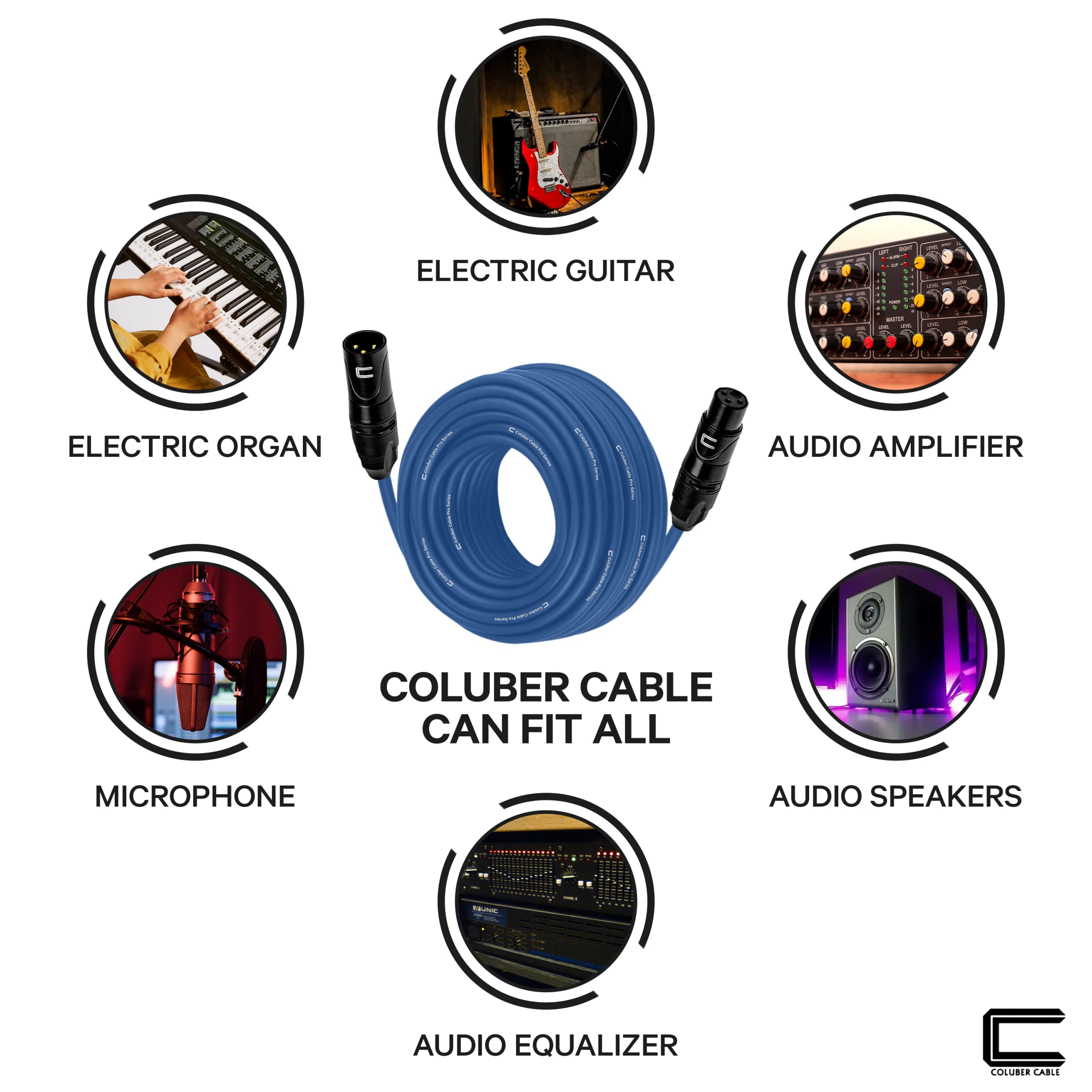 Balanced XLR Cable Male to Female - 3 Feet Blue - Pro 3-Pin Microphone Connector for Powered Speakers, Audio Interface or Mixer for Live Performance & Recording  - Very Good