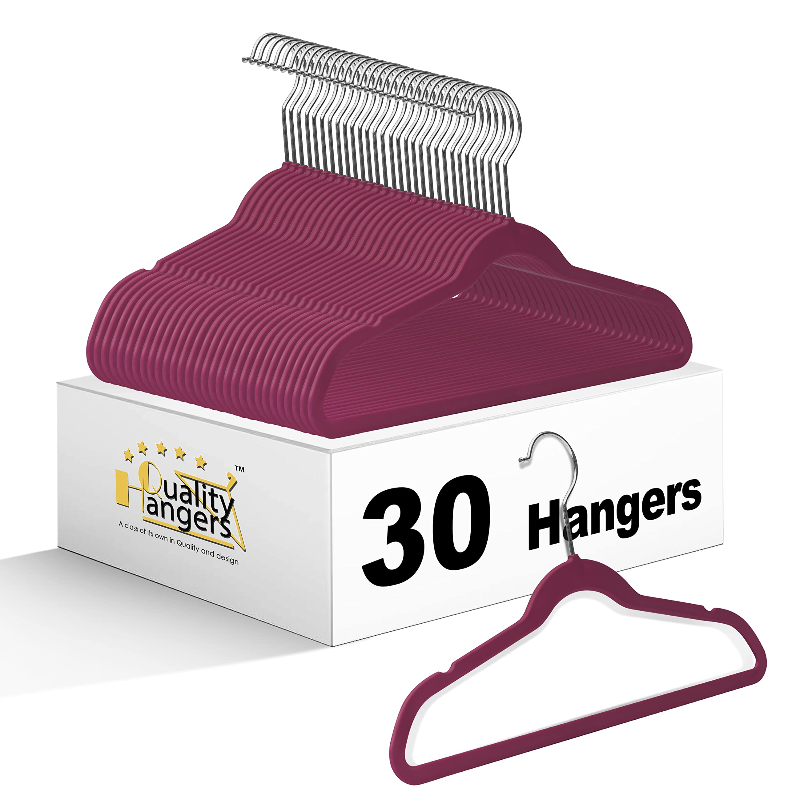 Quality Children's Plastic 30 Pack Non Velvet Non-Flocked Thin Compact Hangers Swivel Hook for Shirts Blouse Coats (Raspberry, 30)  - Like New