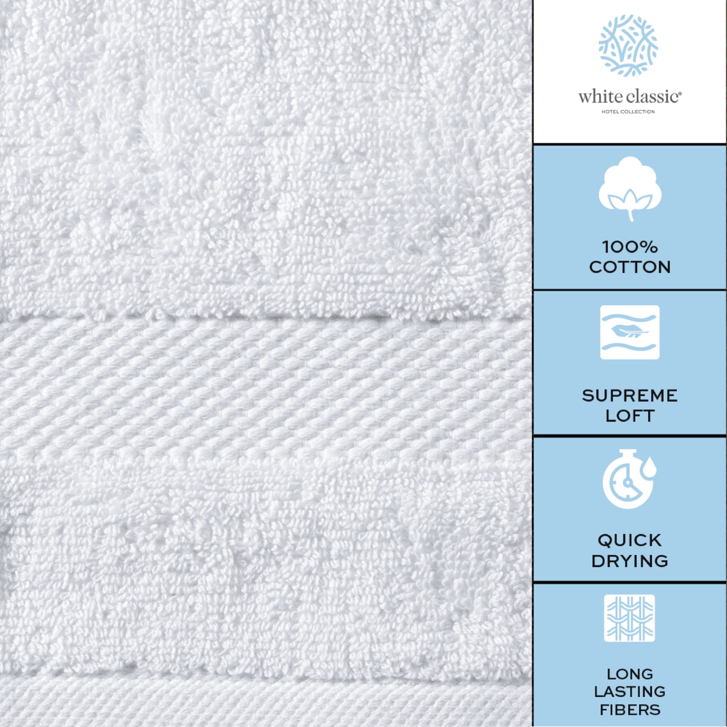Luxury 8 Piece Bath Towel Set White - 700 GSM Thick Combed Cotton Hotel Quality Towels - 2 Bath Towels, 2 Hand Towels, 4 Washcloths  - Like New