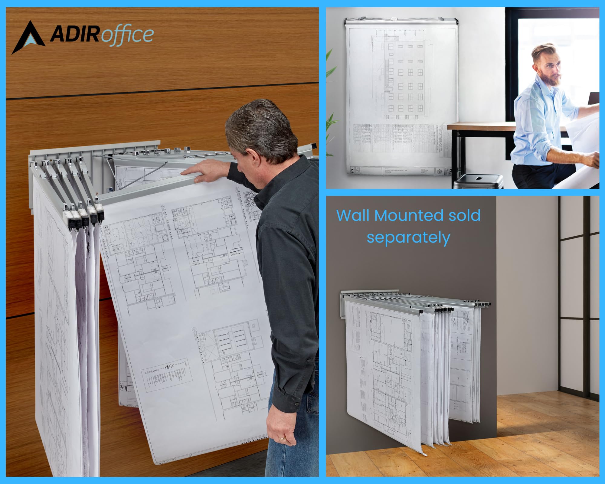 Adir Blueprint Clamp 36" - Blueprint Binding Strips, Architectural Drawing Storage for Poster, Plans & Drawings (Pack of 6)  - Acceptable