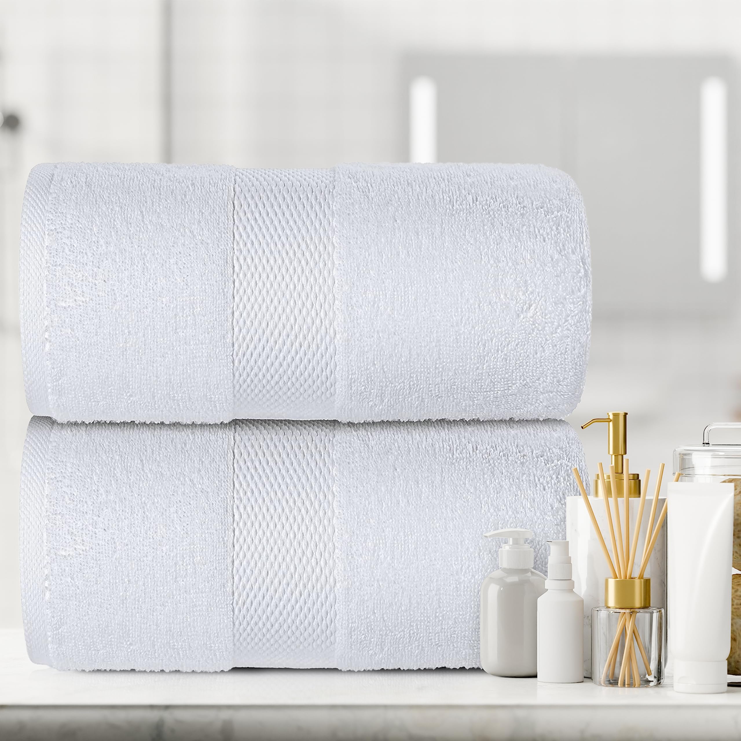 White Classic Luxury Bath Sheet Towels Large | Highly Absorbent Hotel spa Collection Bathroom Towel | 35x70 Inch | 2 Pack  - Like New