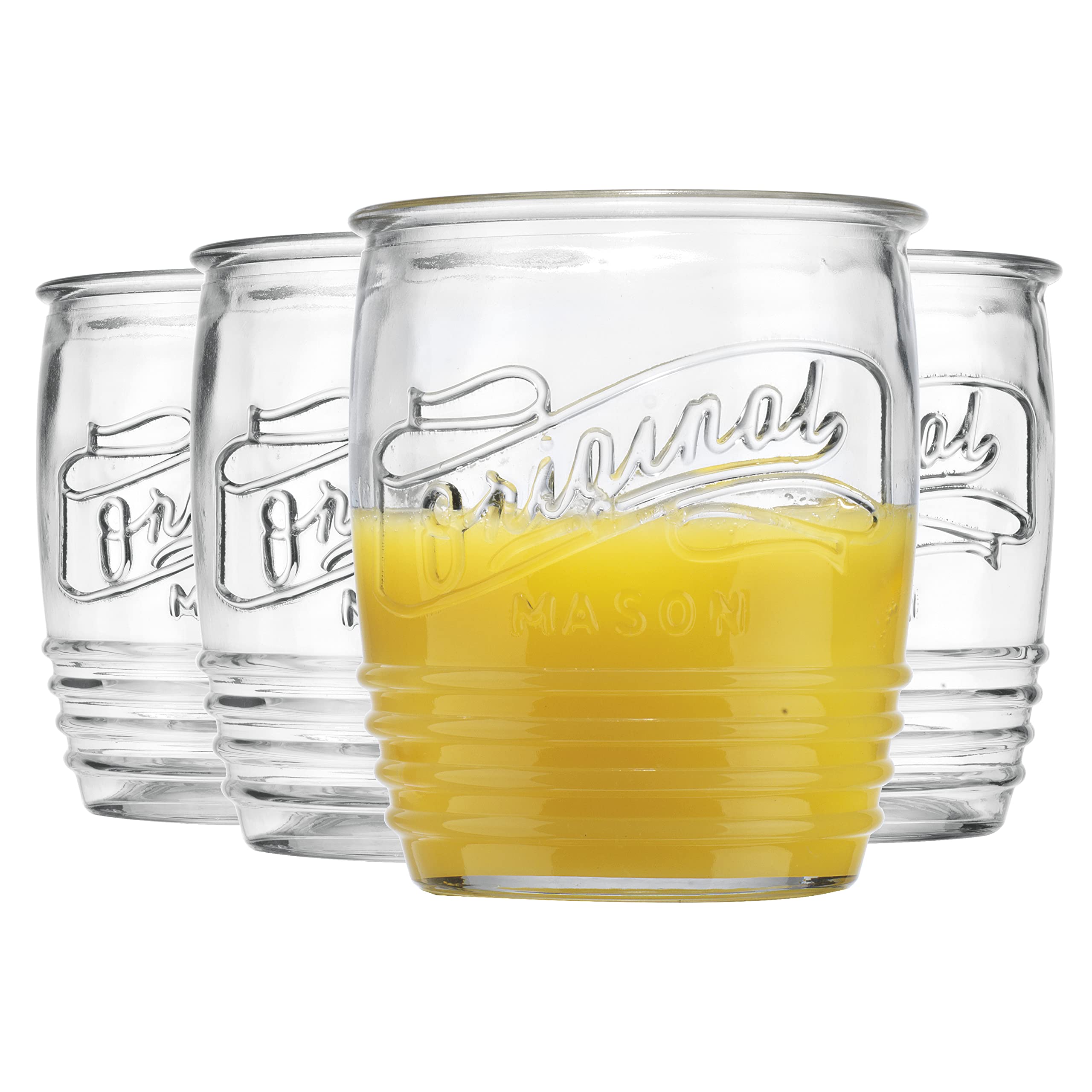 Glaver's Set Of 4 Original Mason Collins Glasses Drinking Glasses For Juice, Cocktails, Beverage Glass Cups, Hand Wash.  - Good
