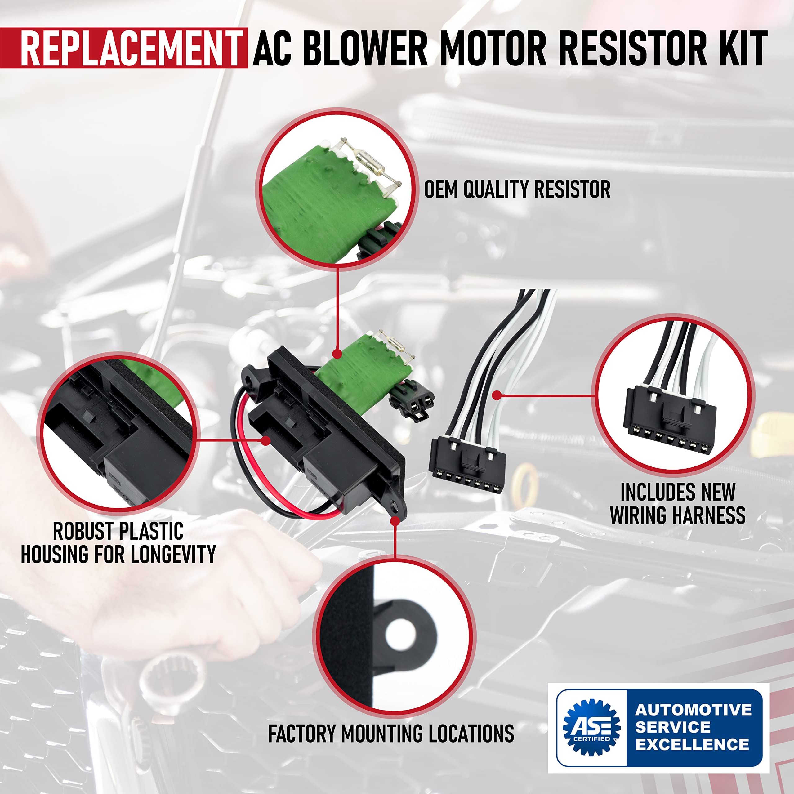 HVAC Blower Fan Resistor Harness Kit for Manual AC Controls- Replaces 22807122, 15305077, 973409 - Compatible with Chevy, Cadillac, GMC Vehicles - Escalade, Avalanche, Silverado, Tahoe, Sierra, Yukon  - Very Good