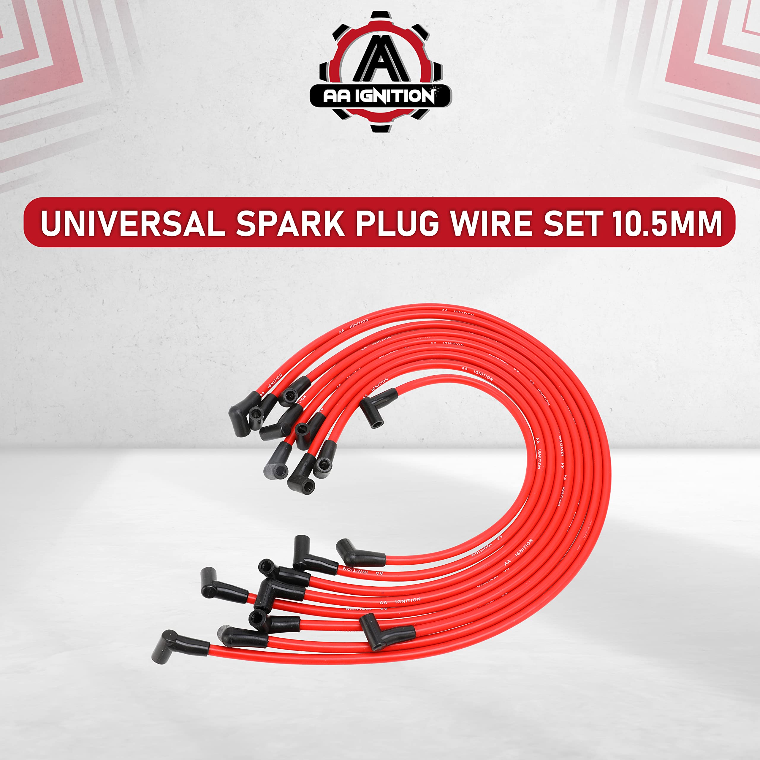 Universal Spark Plug Wire Set - 10.5mm High Performance Kit - Compatible with Chevy, GM SBC, BBC, Small Block 307, 327, 350, Big Block Engines 496, 502, 427, 454 and more with HEI Distributor  - Very Good