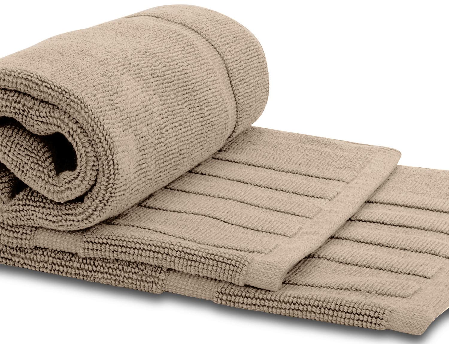 White Classic Luxury Bath Mat Floor Towel Set - Absorbent Cotton Hotel Spa Shower/Bathtub Mats [Not a Bathroom Rug] 22"x34" | 2 Pack | Taupe  - Very Good