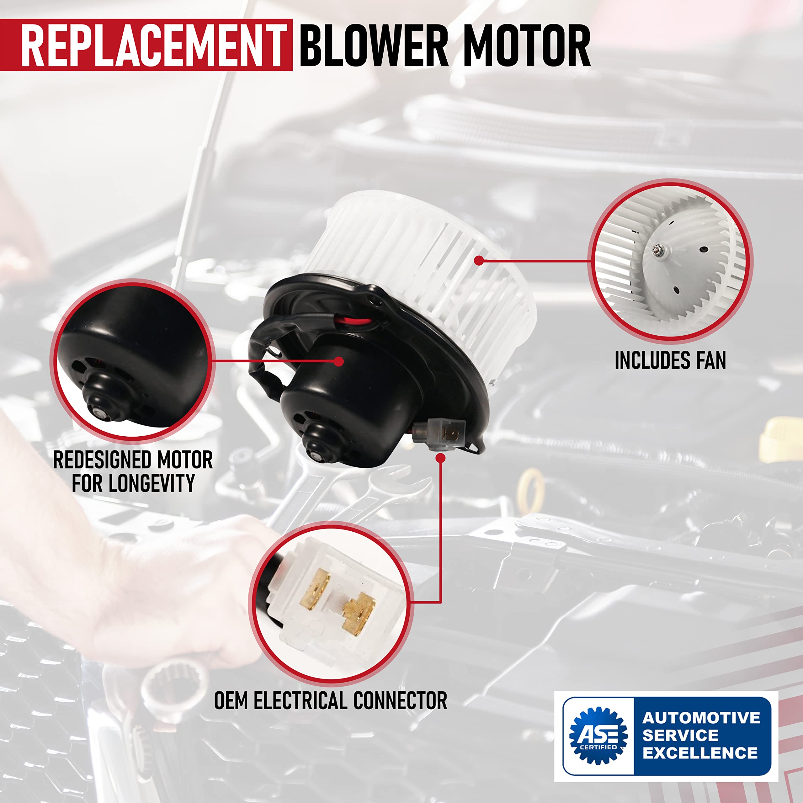 AC Blower Motor with Fan Replaces 4778417, 5015866AA, 700010, 615-00486 - Compatible with Dodge & Jeep - 1994-2002 Ram 1500, 1994-2002 Ram 2500, 94-02 Ram 3500 & 1993-1998 Grand Cherokee  - Very Good