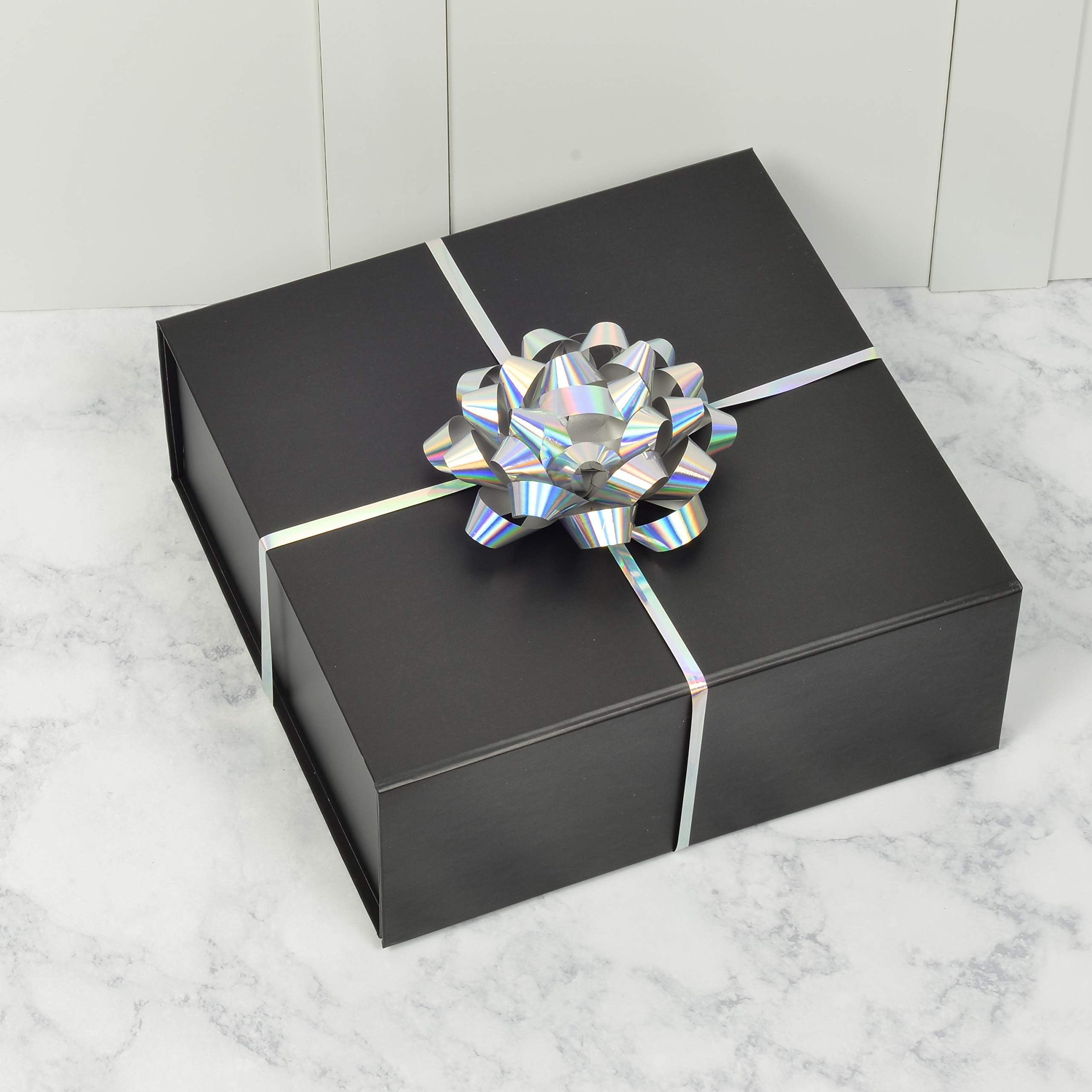 OccasionALL 9.4x9.4x3.7 1 Piece Black Box with Lid, Magnetic Gift Box Large with Magnetic Closure for Small Business, Wedding, Bridesmaids, Holidays  - Like New