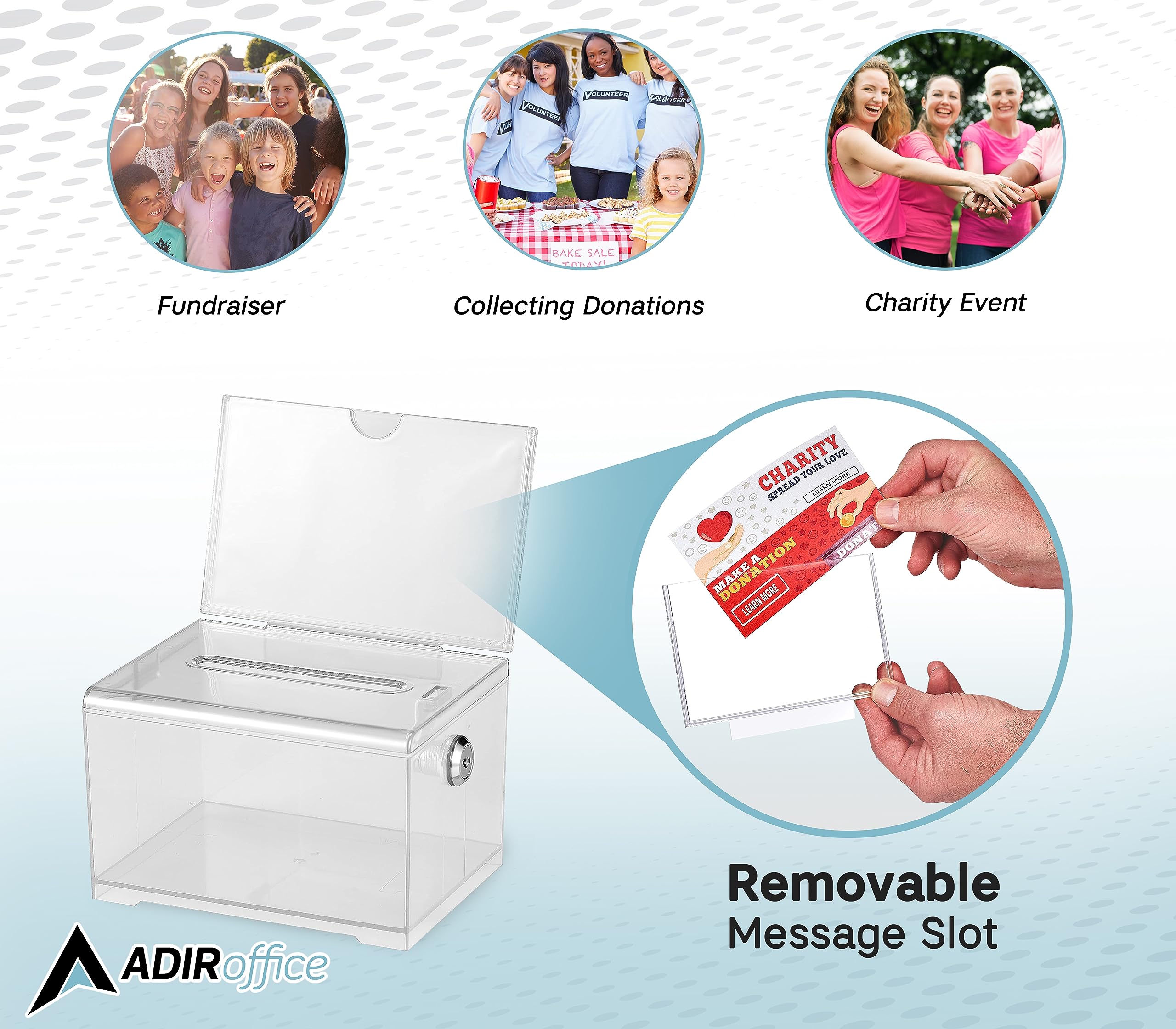 Adir Acrylic Donation Ballot Box with Lock - Secure and Safe Clear Slotted Suggestion Box - Storage Lock Deposit Box with Keys for Cards, Votes, Tickets, Feedback and Money (6.25" x 4.5" x 4")  - Like New