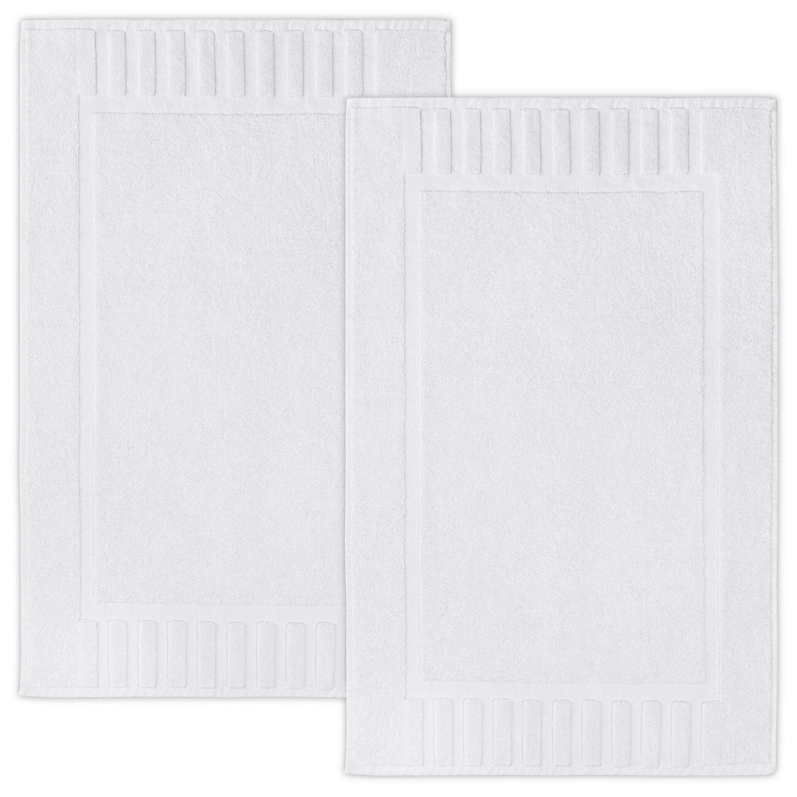 White Classic Luxury Bath Mat Floor Towel Set - Absorbent Cotton Hotel Spa Shower/Bathtub Mats [Not a Bathroom Rug] 22"x34" | 2 Pack | White  - Very Good