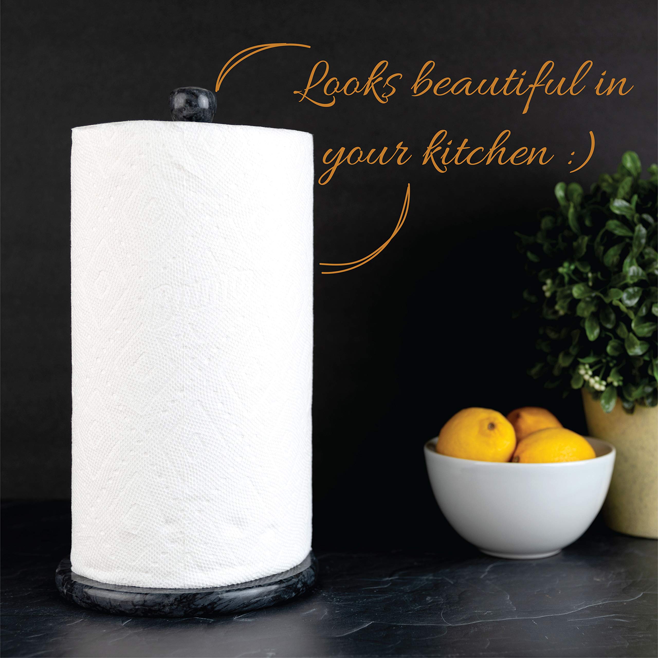 Homeries Marble Paper Towel Holder – Deluxe Upright Towel Dispenser for Kitchen Countertop, Cabinet & Bathrooms – Non Steel & Non Plastic Design – Heavy Duty, Solid Paper Towel Holders  - Acceptable