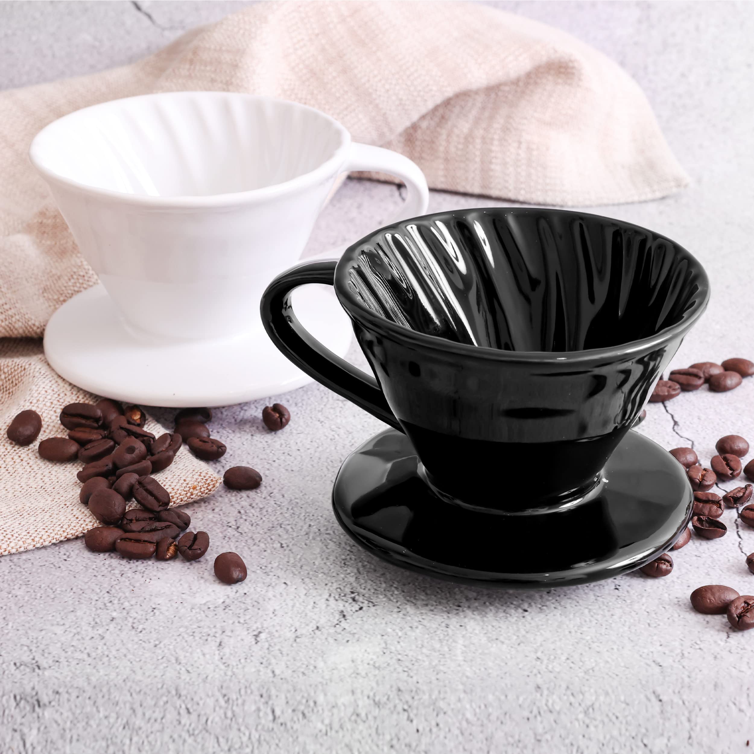 Kajava Mama Pour Over Coffee Dripper - Ceramic Slow Brewing Accessories for Home, Cafe, Restaurants - Easy Manual Brew Maker Gift - Strong Flavor Brewer - V01 or V02 Paper Cone Filters - 1 or 2 Cup  - Like New